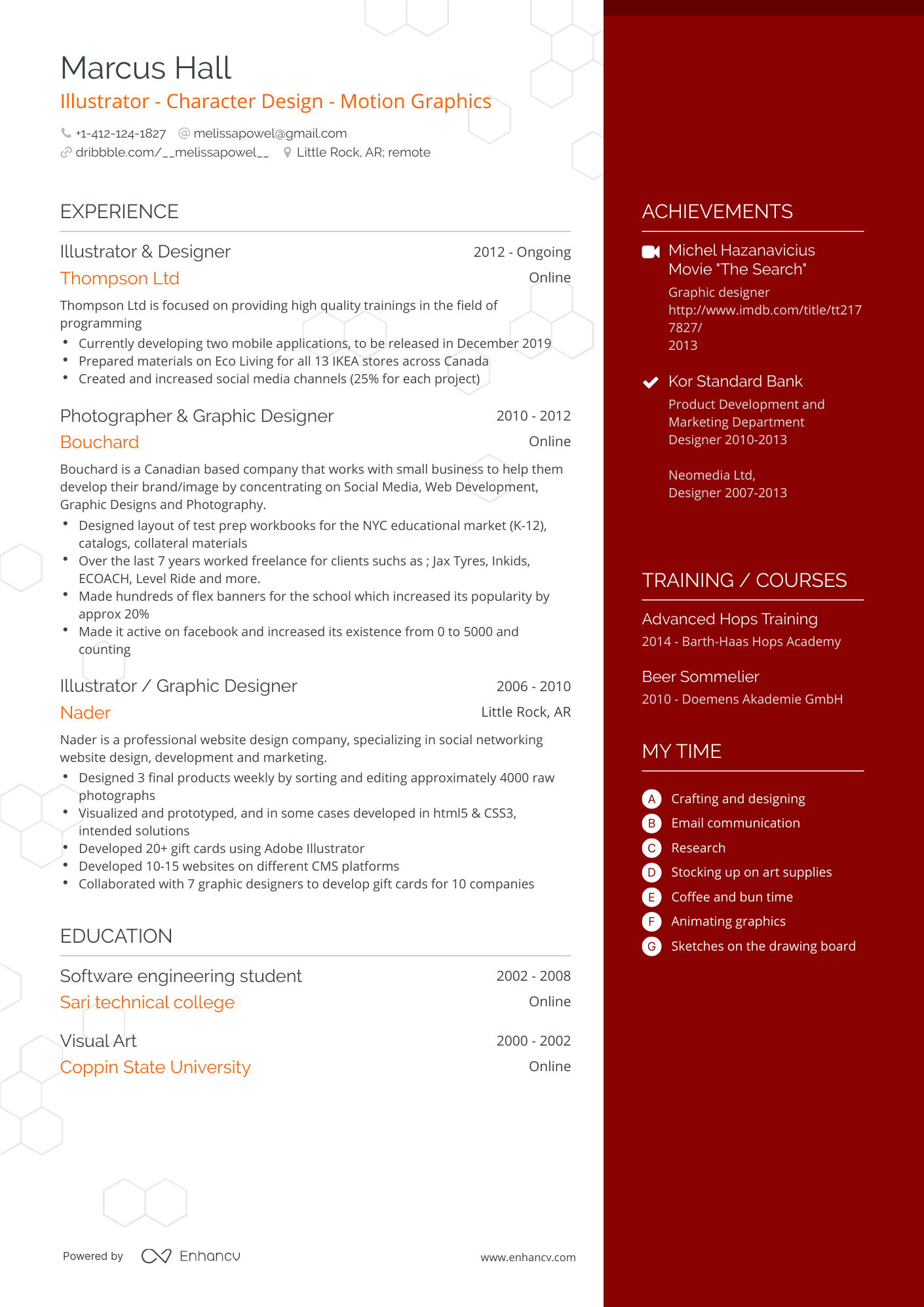 One Page Illustrator Resume Template