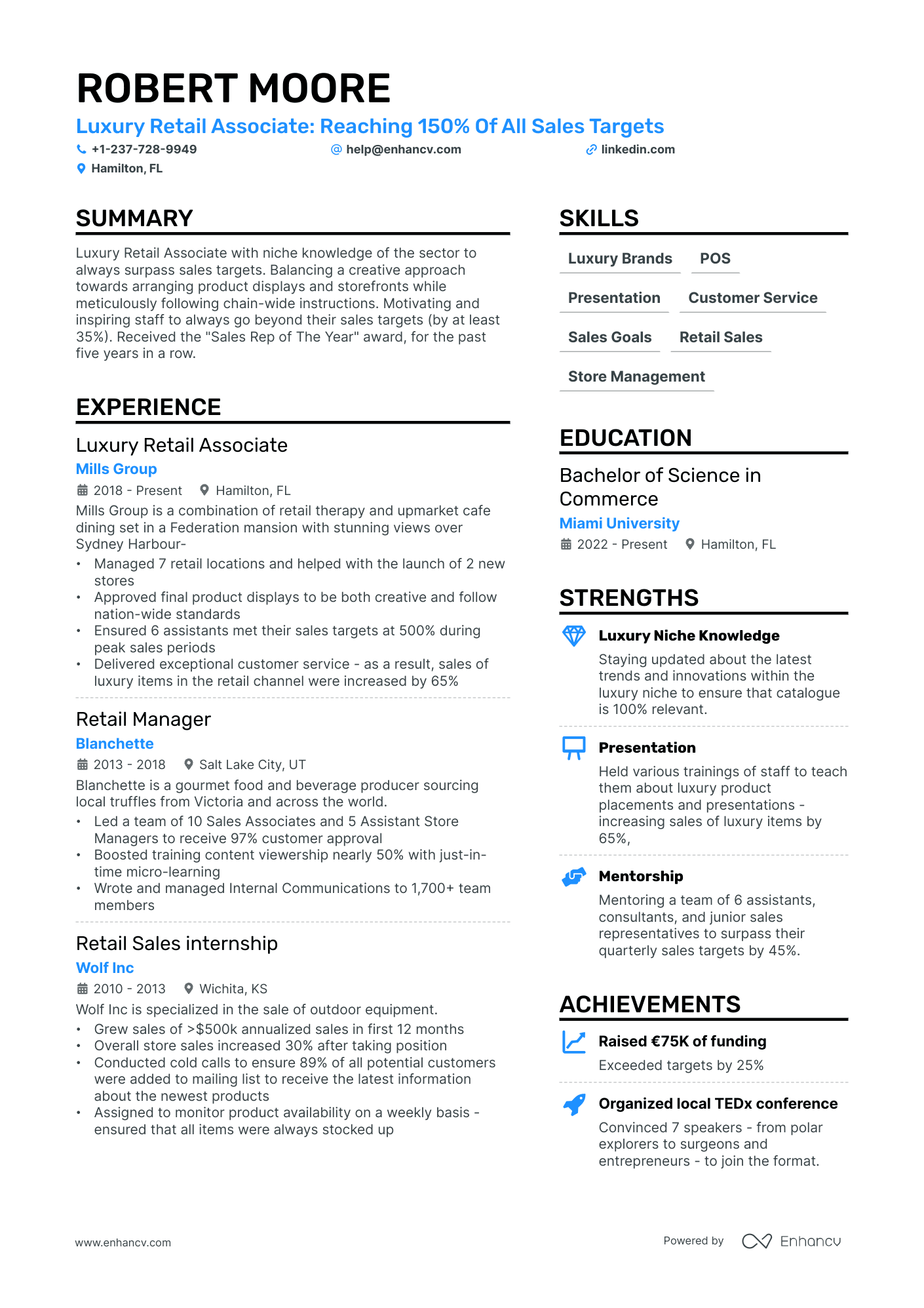 resume examples retail