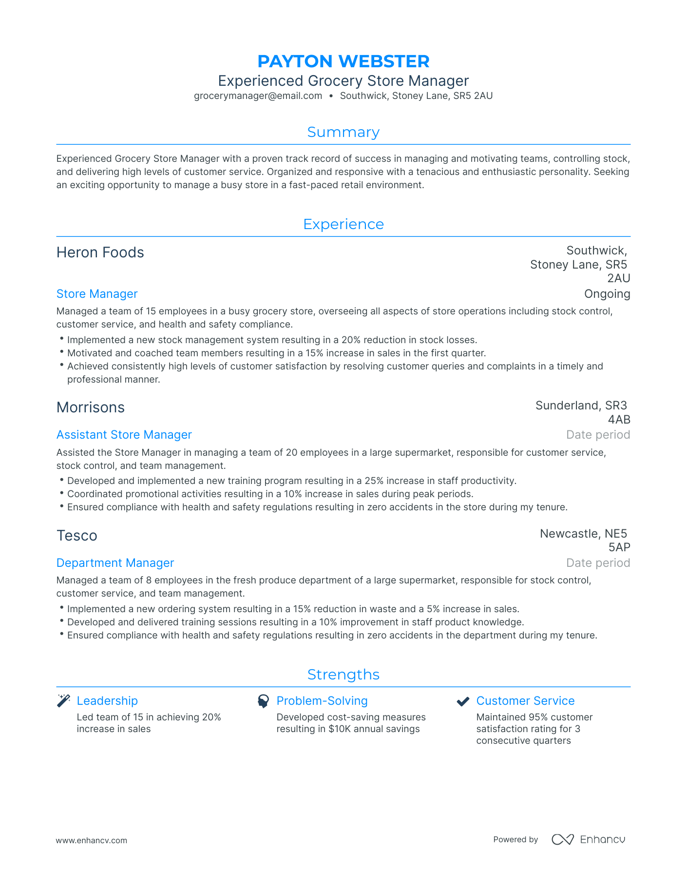 Traditional Grocery Store Manager Resume Template