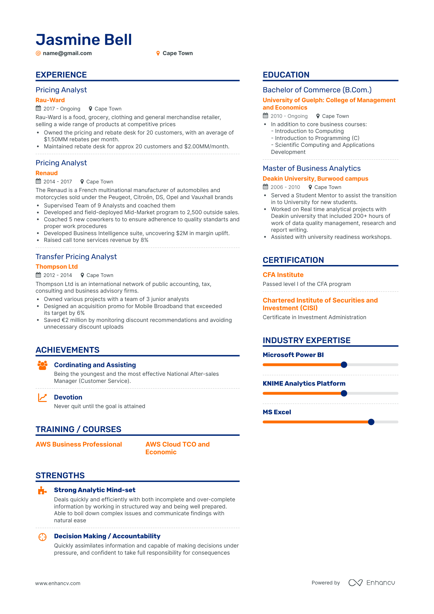 Simple Pricing Analyst Resume Template