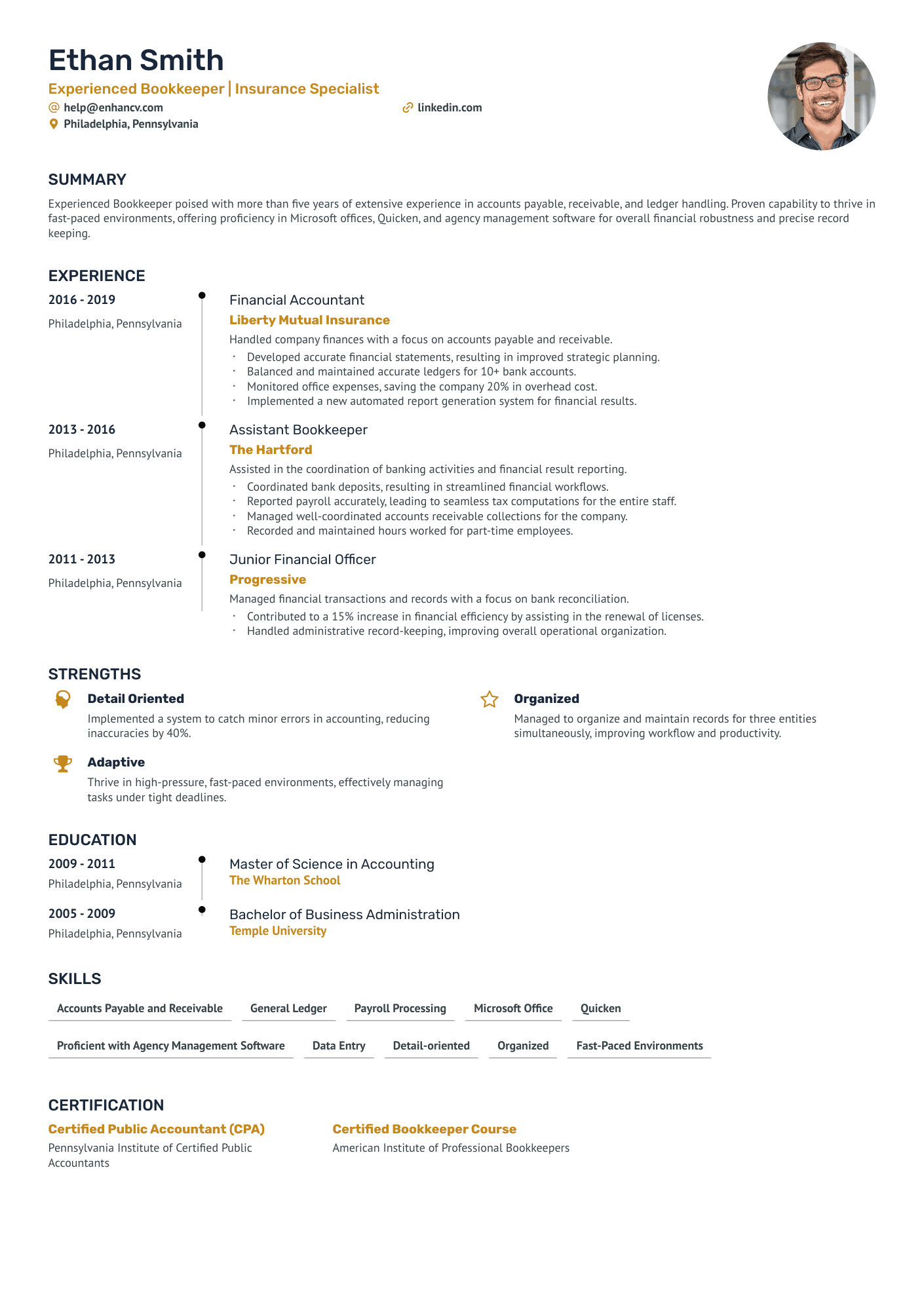 career summary for resume bookkeeper