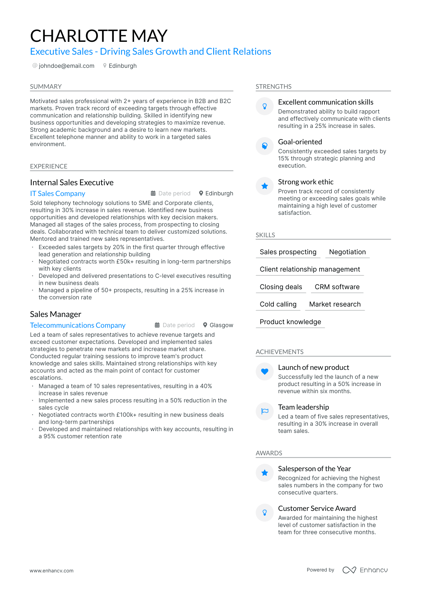 first sales job resume