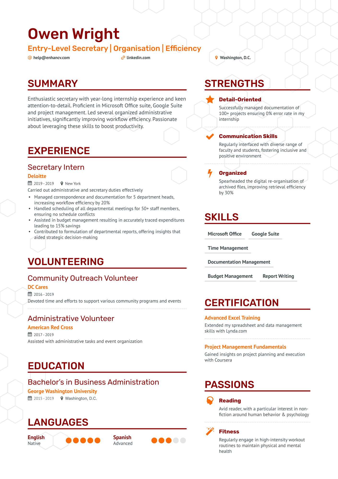 resume examples for secretary work