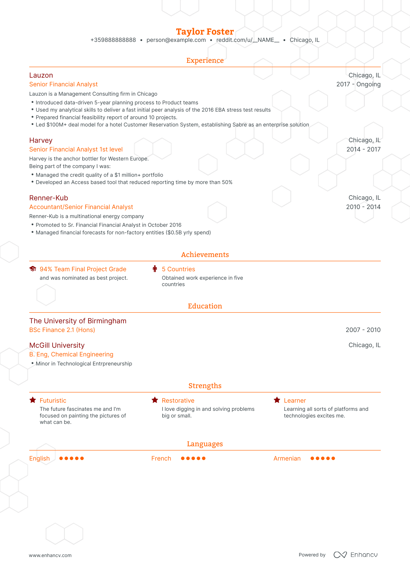 Traditional Senior Financial Analyst Resume Template