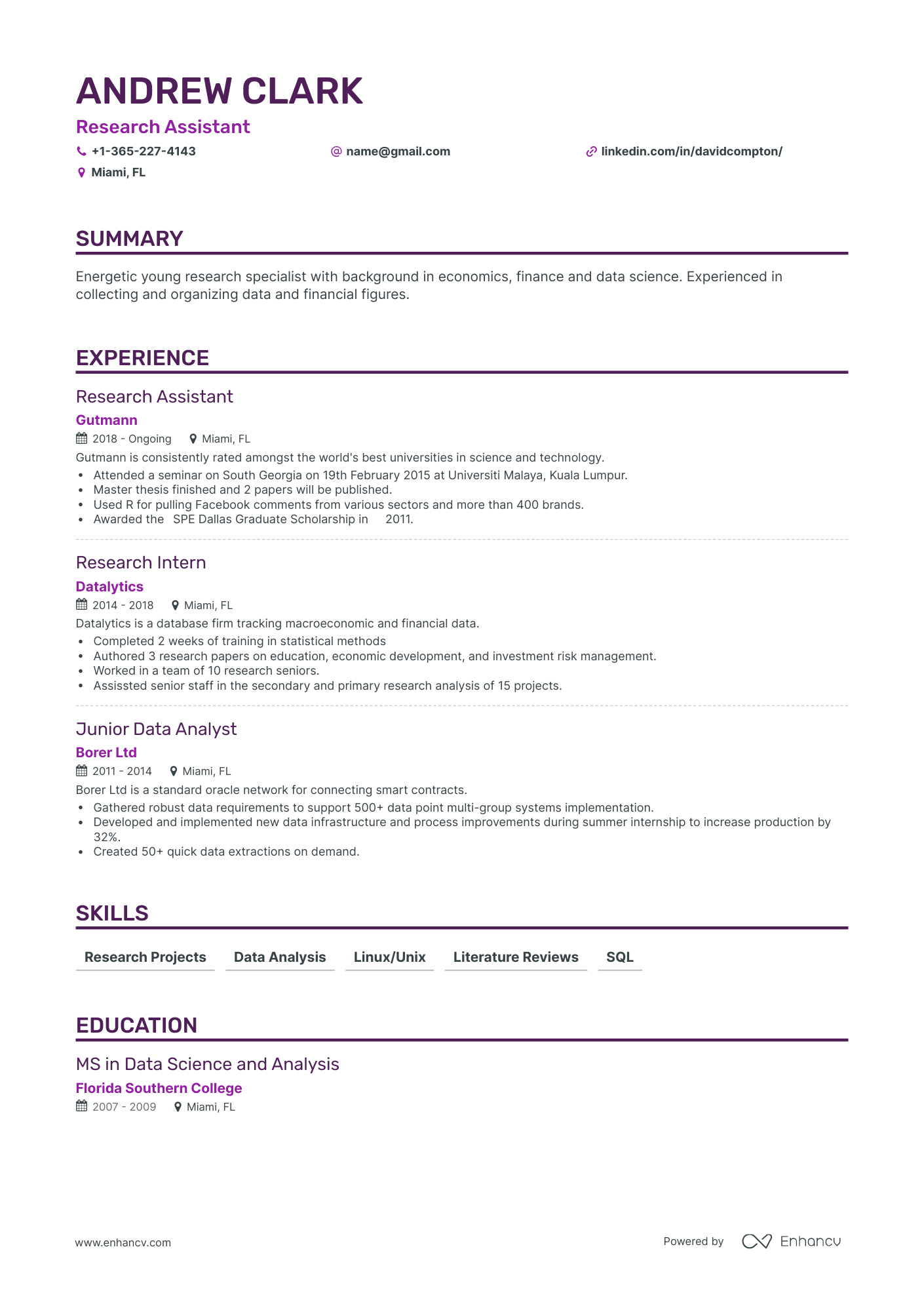 Classic Research Assistant Resume Template