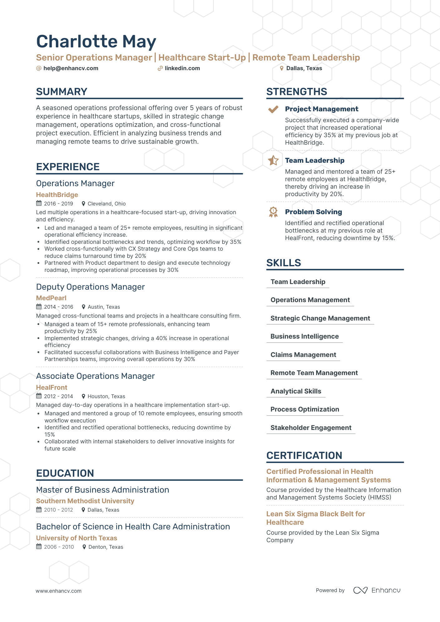 resume samples for manager operations