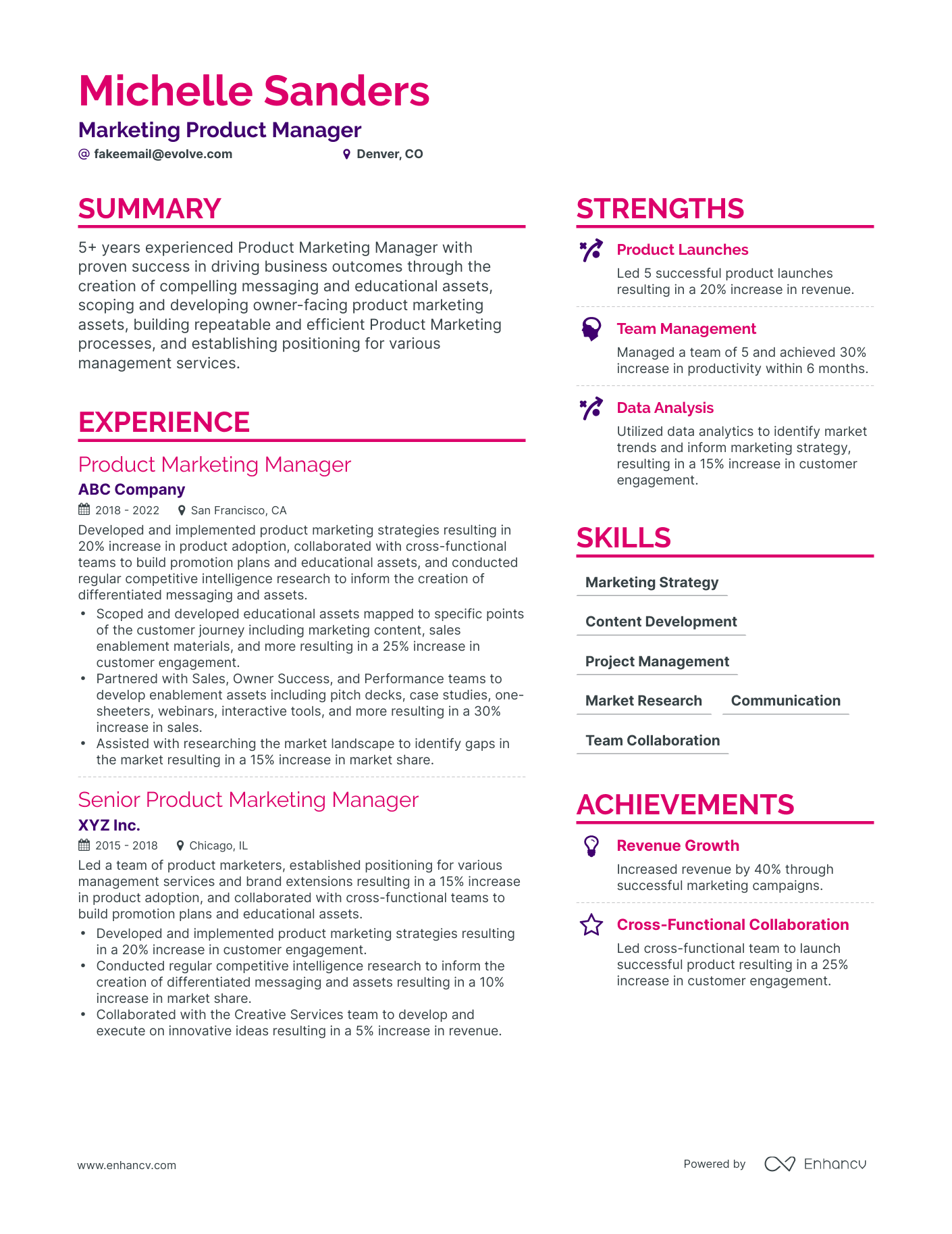 Simple Marketing Product Manager Resume Template