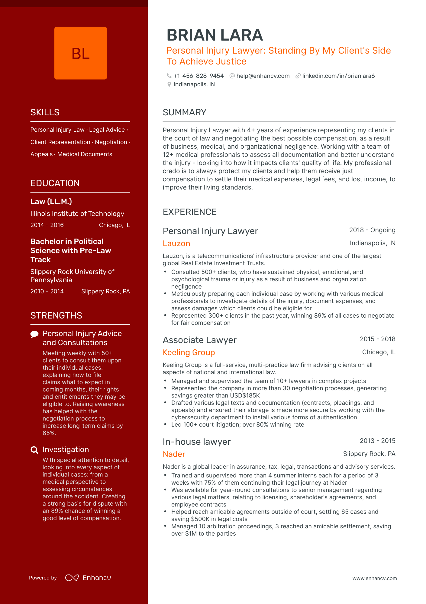 Polished Personal Injury Lawyer Resume Template