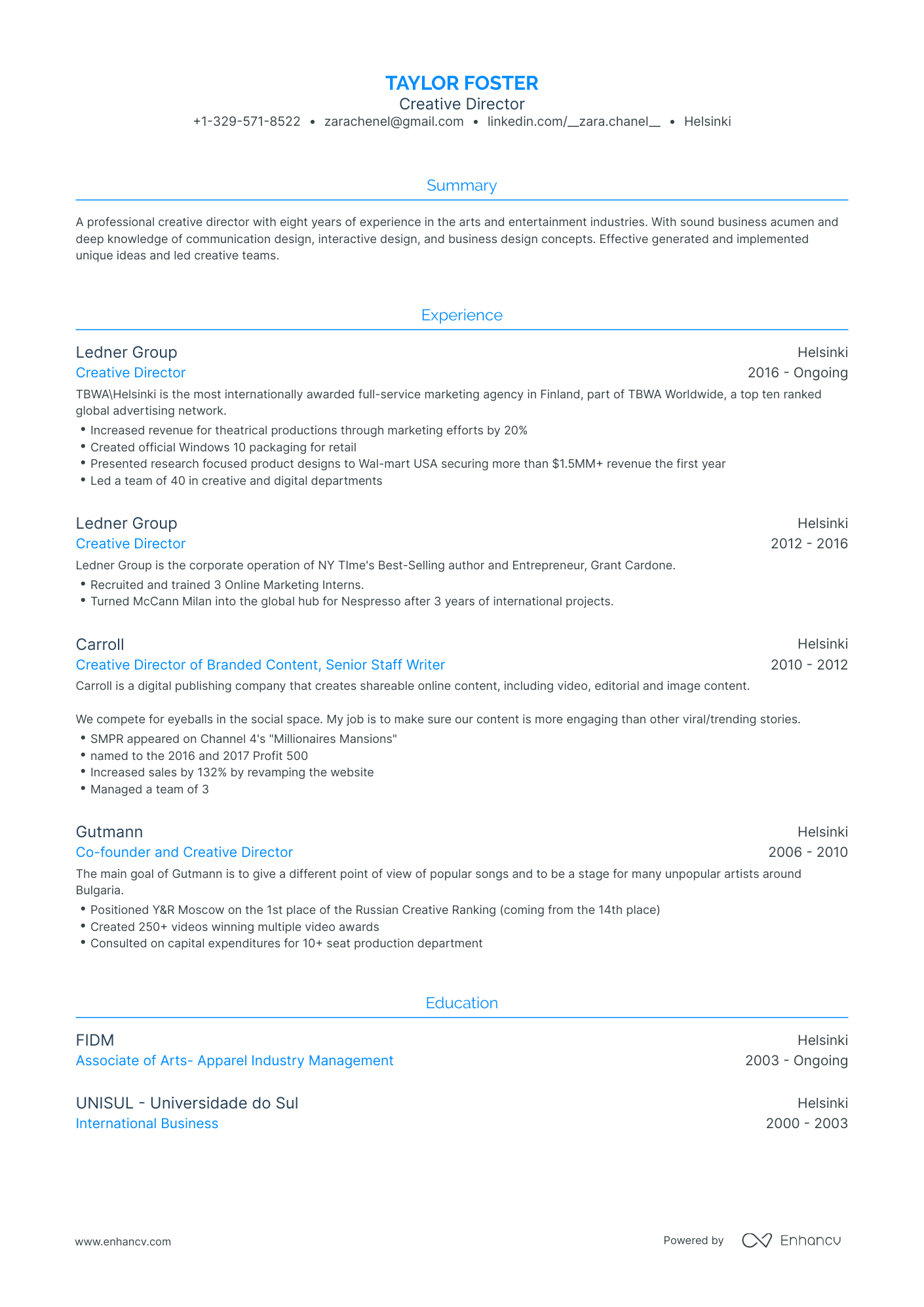Traditional Creative Director Resume Template