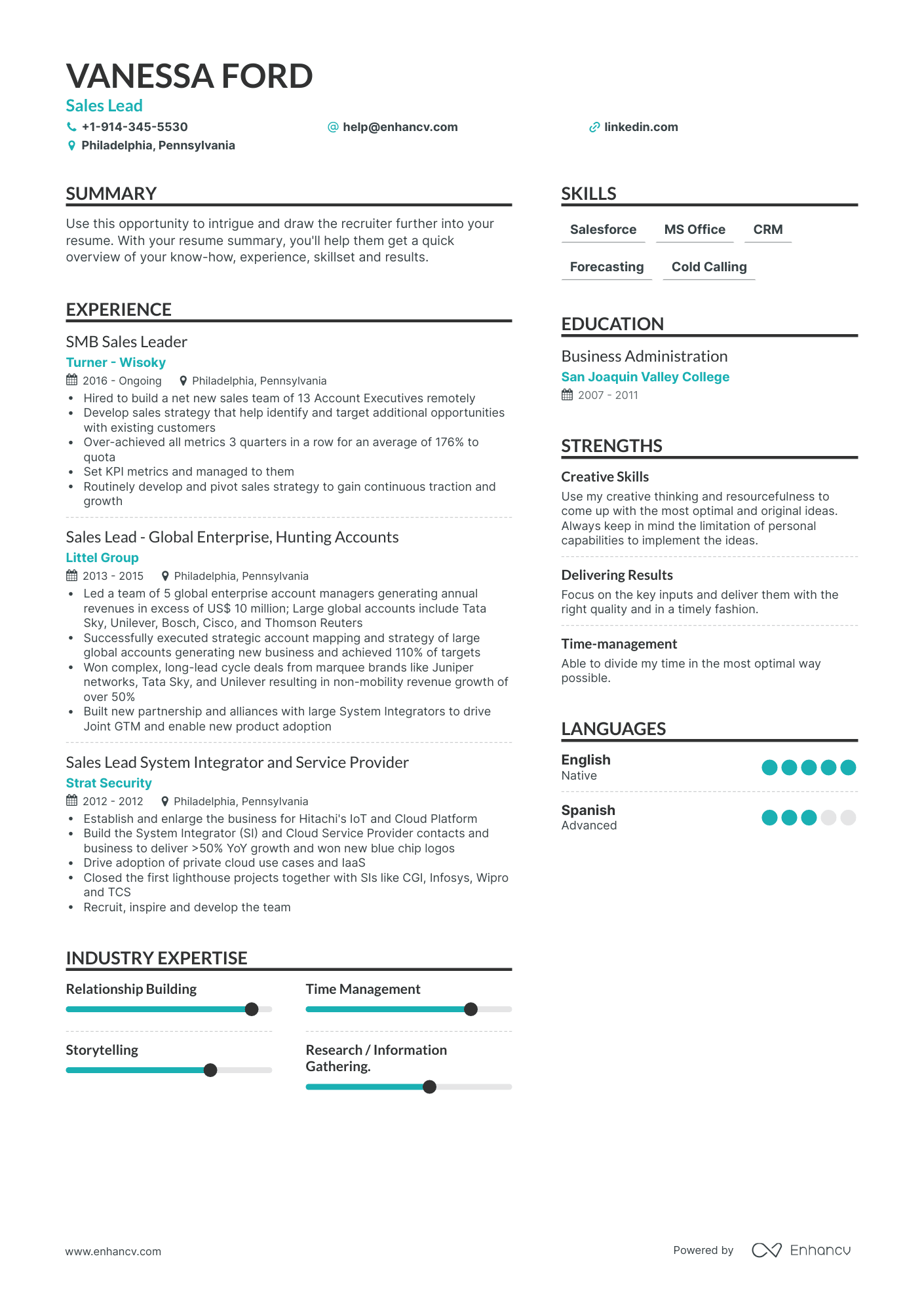 Sales Lead Resume Examples & Guide for 2023 (Layout, Skills, Keywords