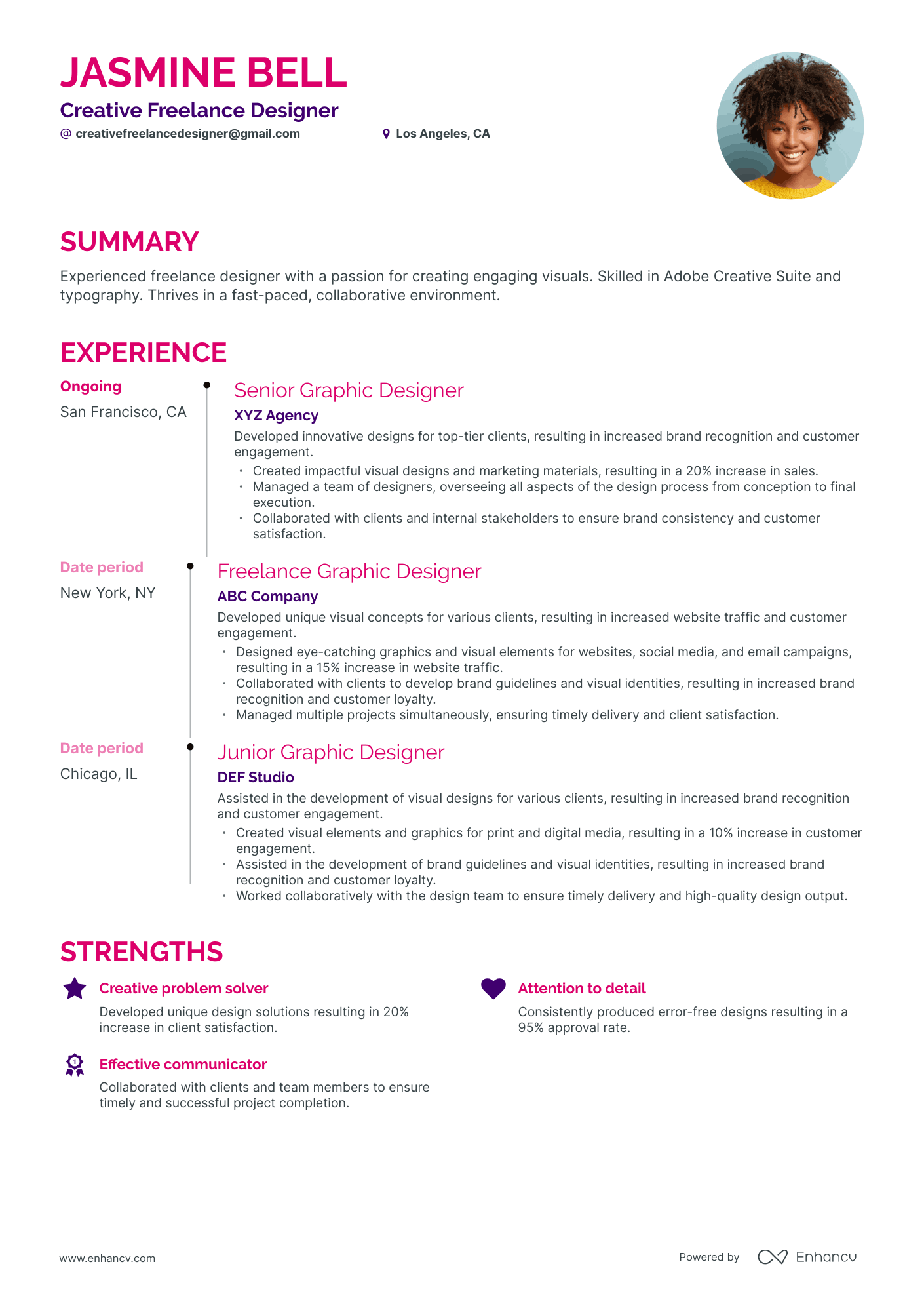 Timeline Freelance Designer Resume Template