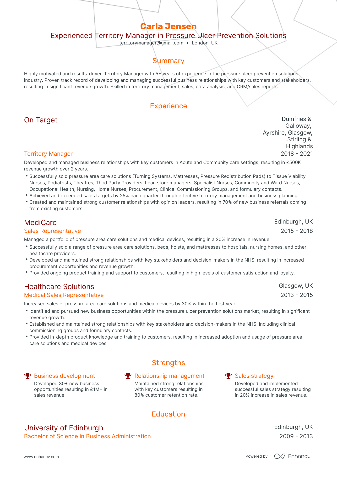 Traditional Territory Manager Resume Template