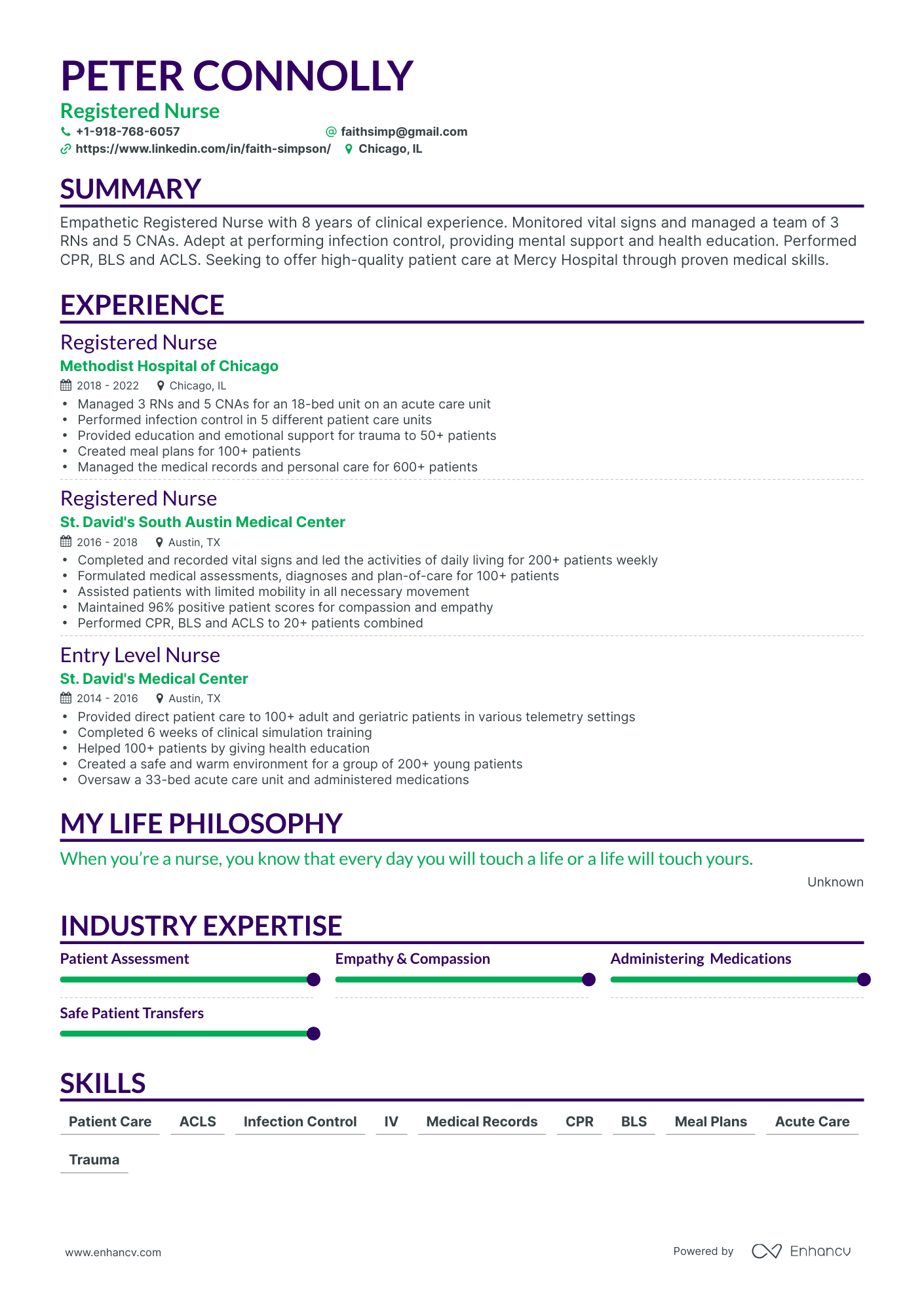 Simple Nurse Resume Template