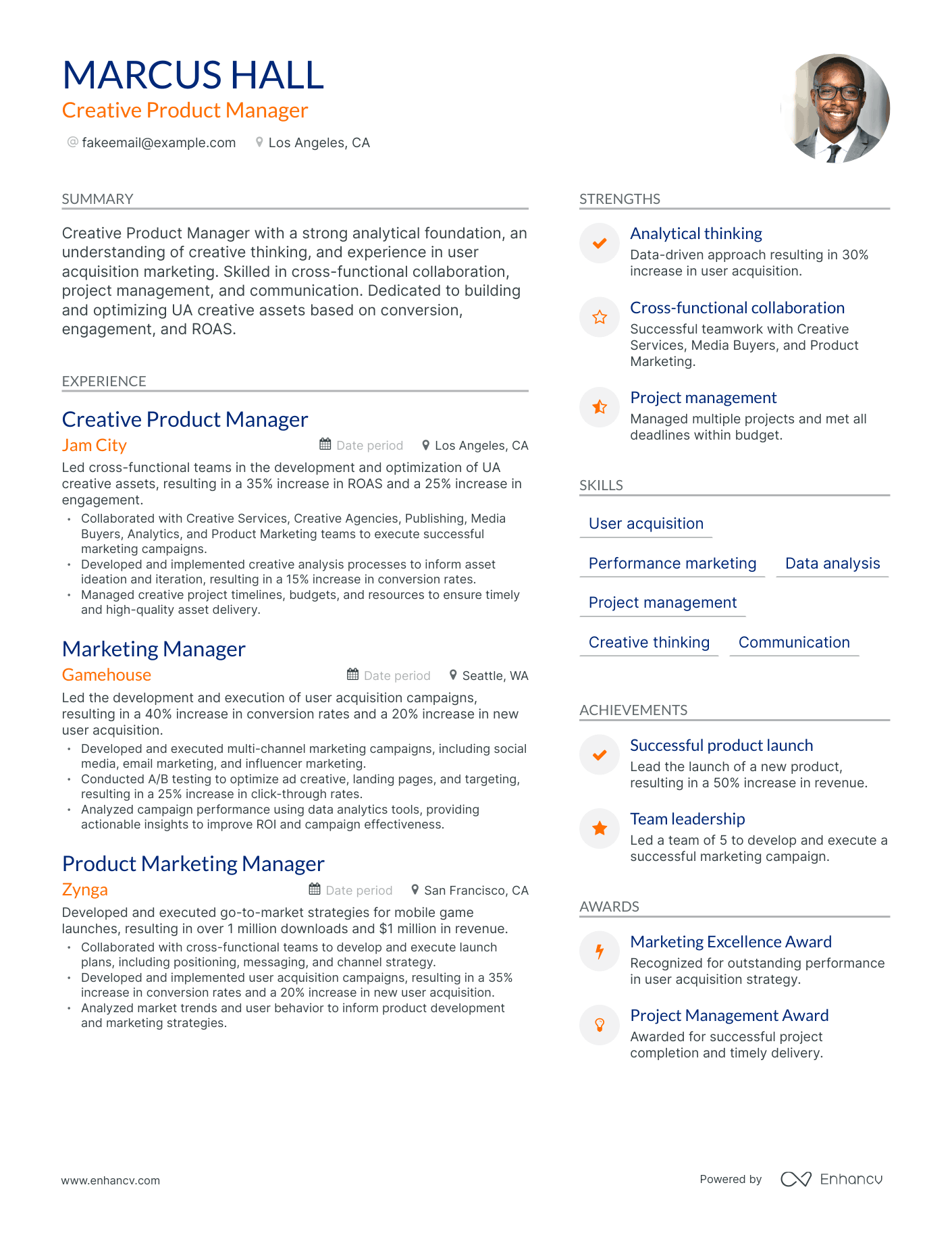 Modern Creative Product Manager Resume Template