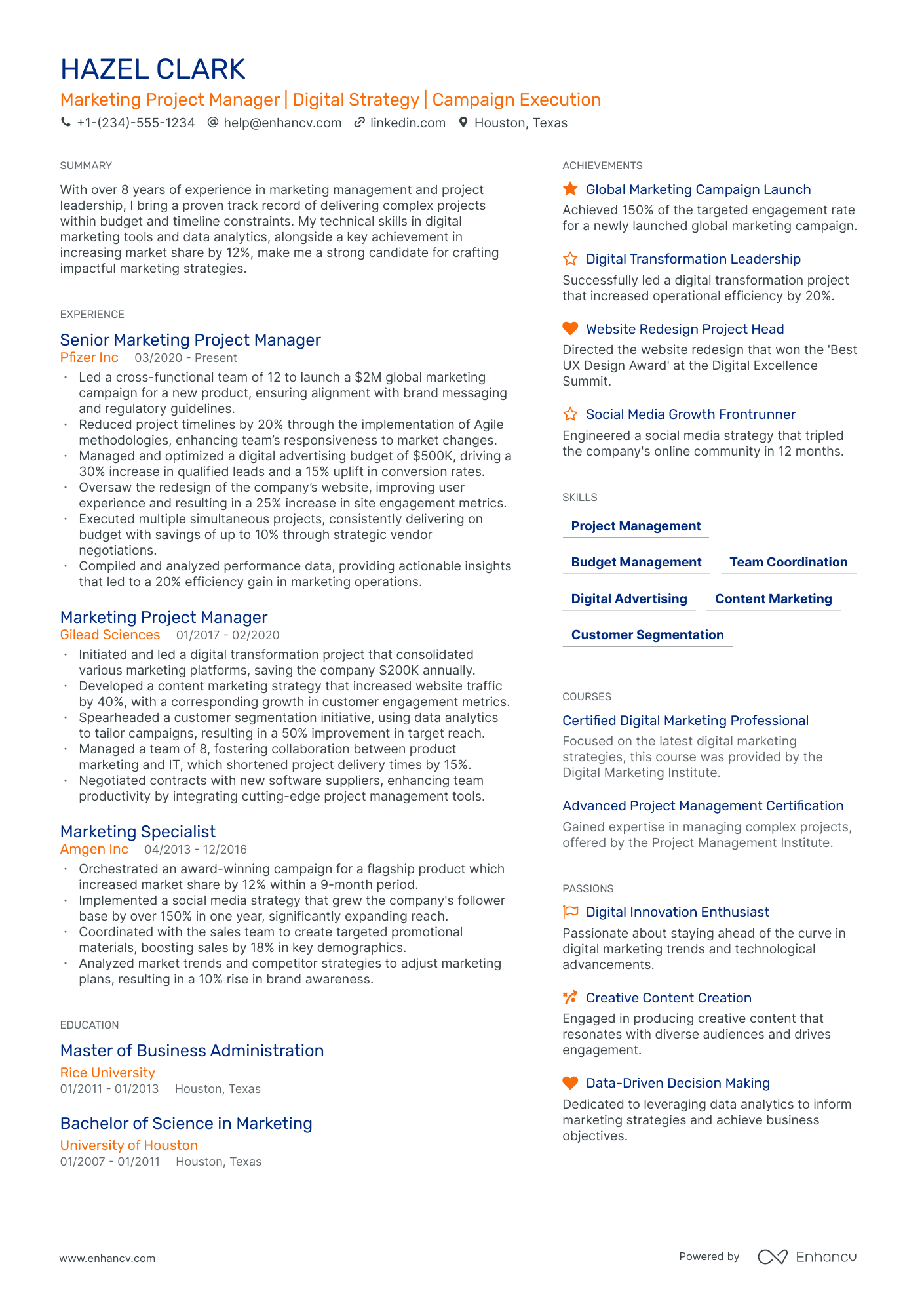 market research project manager resume
