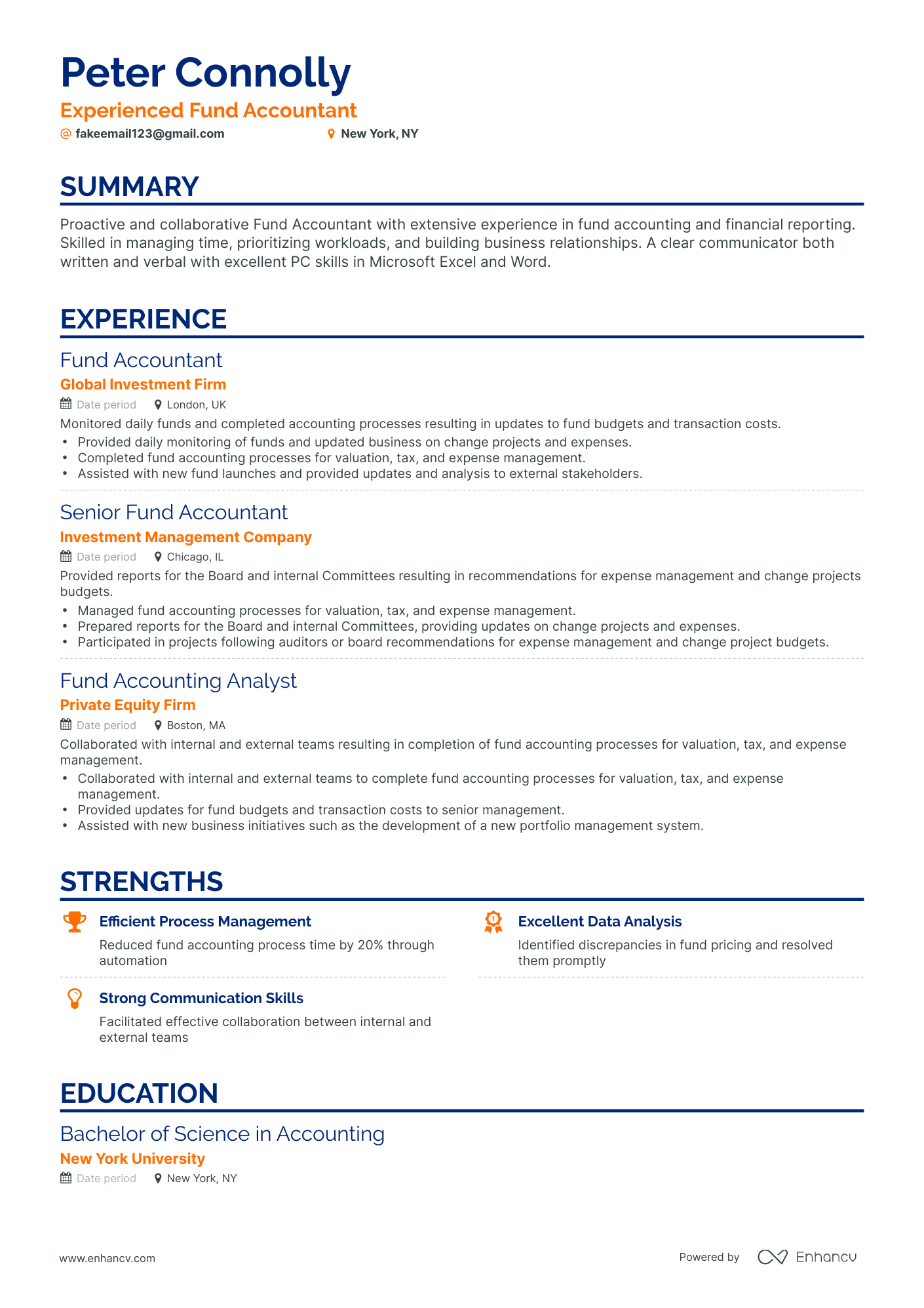 Classic Fund Accountant Resume Template