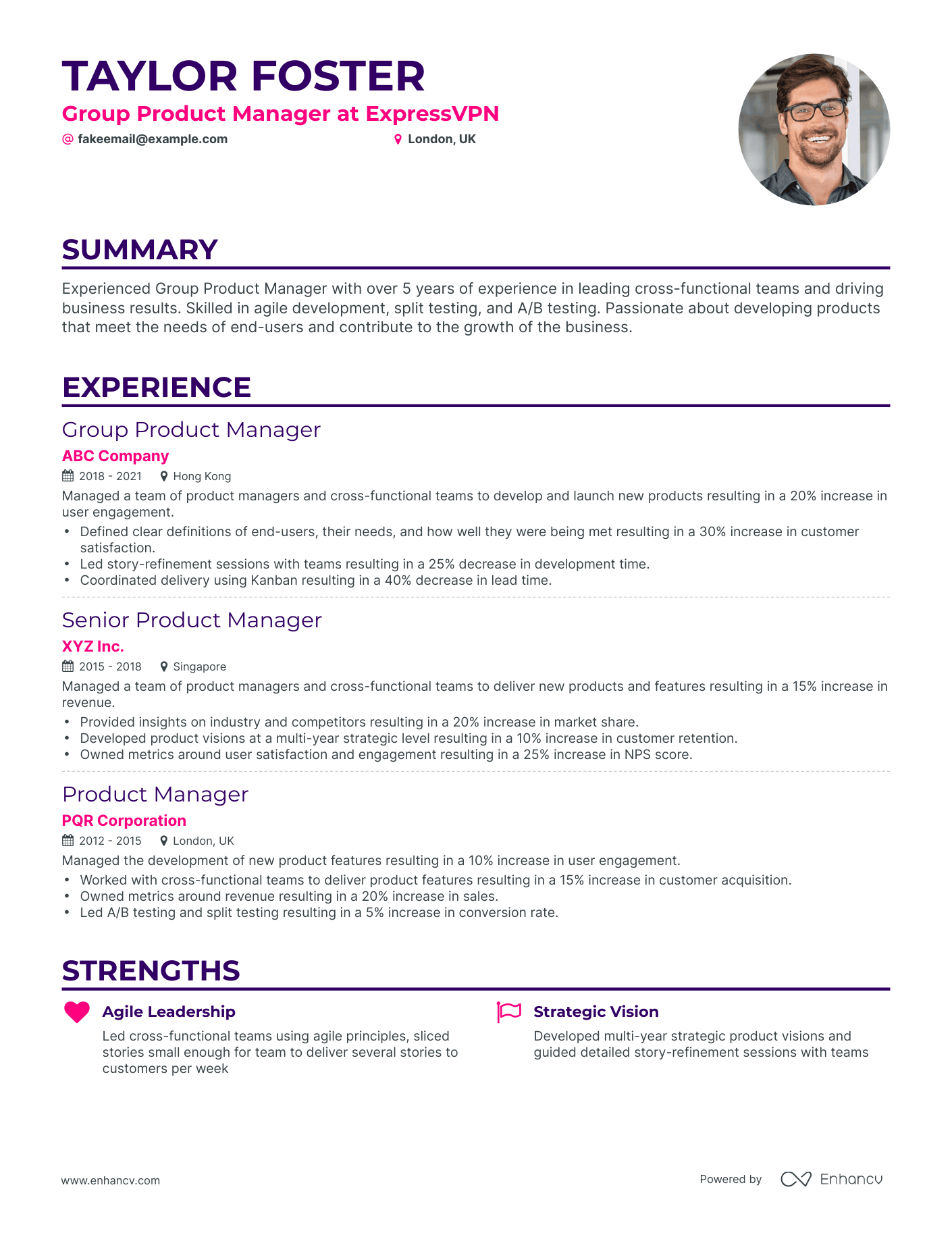 Classic Group Product Manager Resume Template