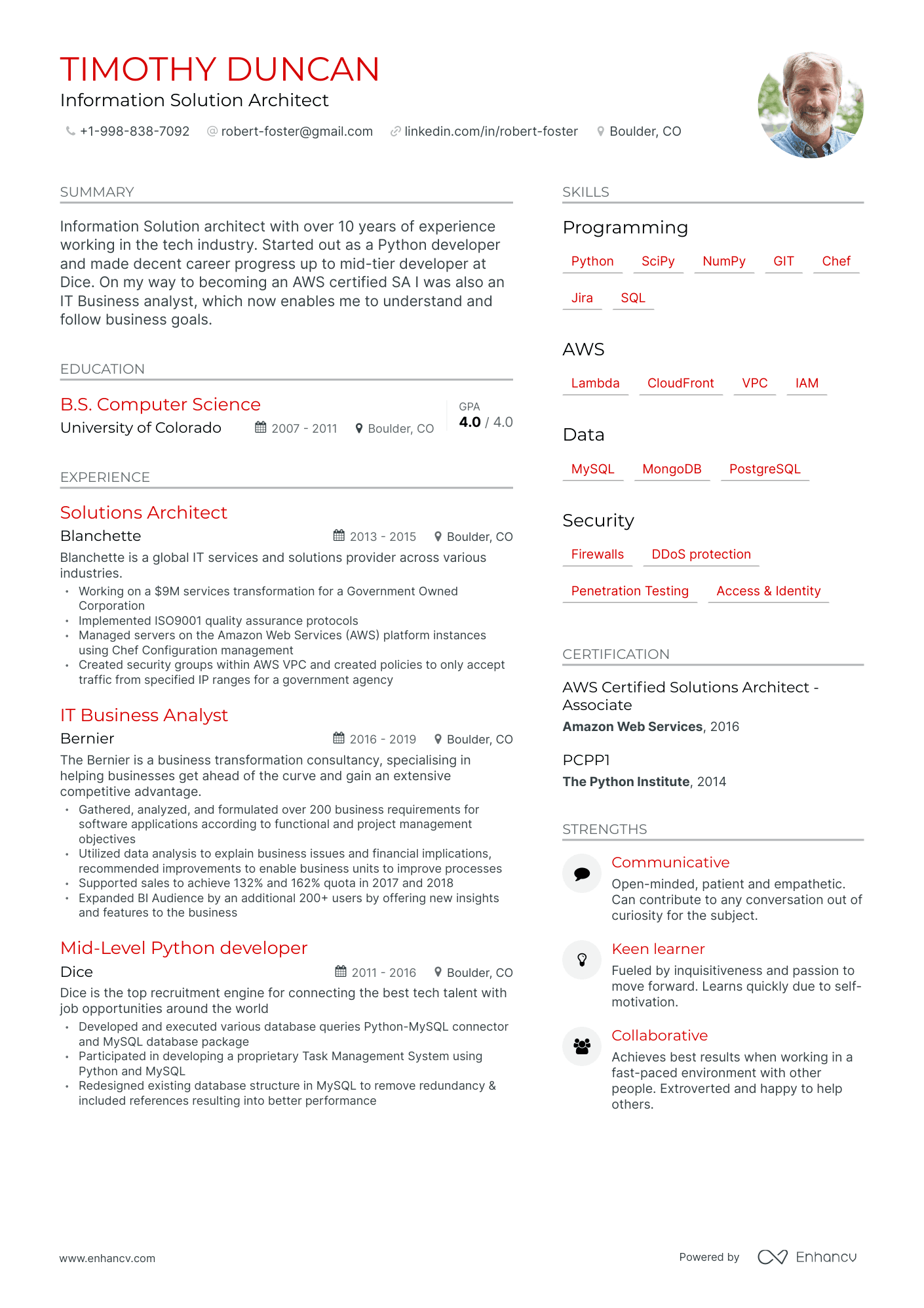 Modern Solutions Architect Resume Template