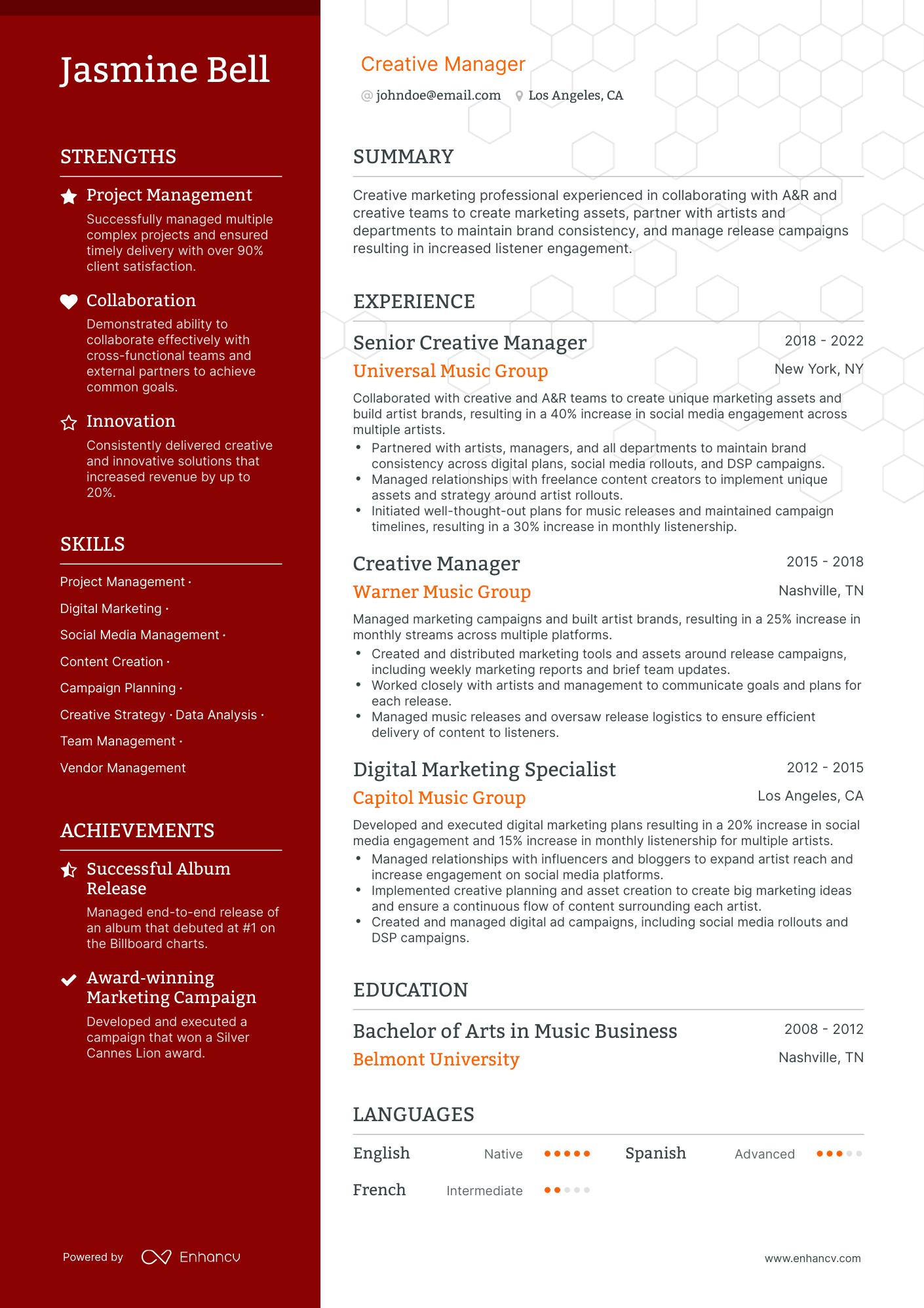 Polished Creative Manager Resume Template