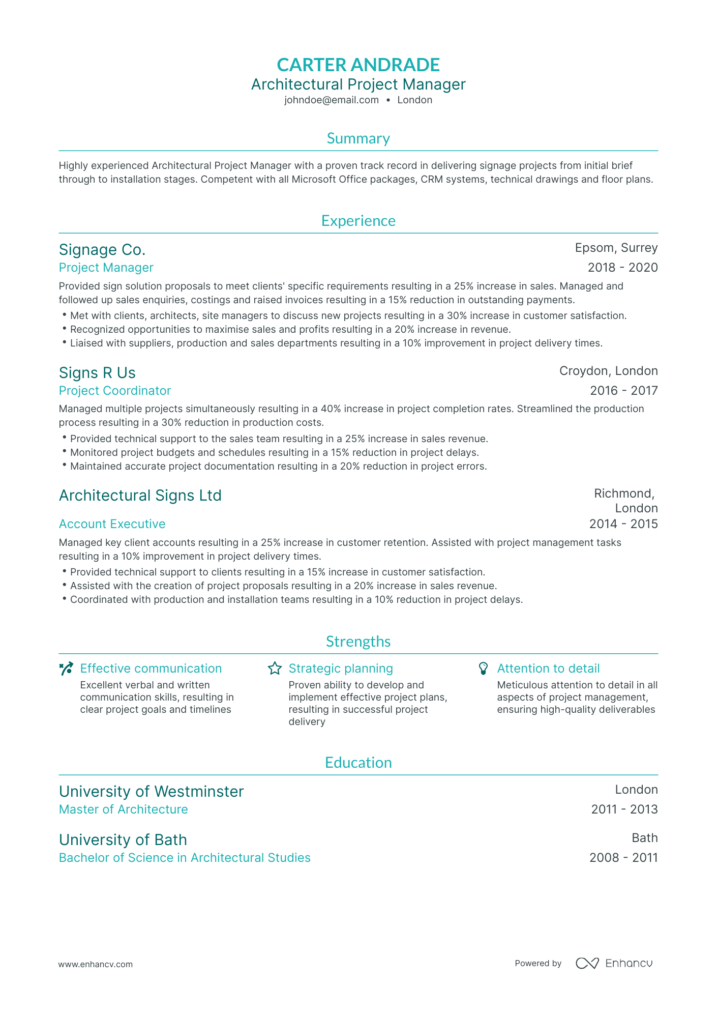 Traditional Architectural Project Manager Resume Template
