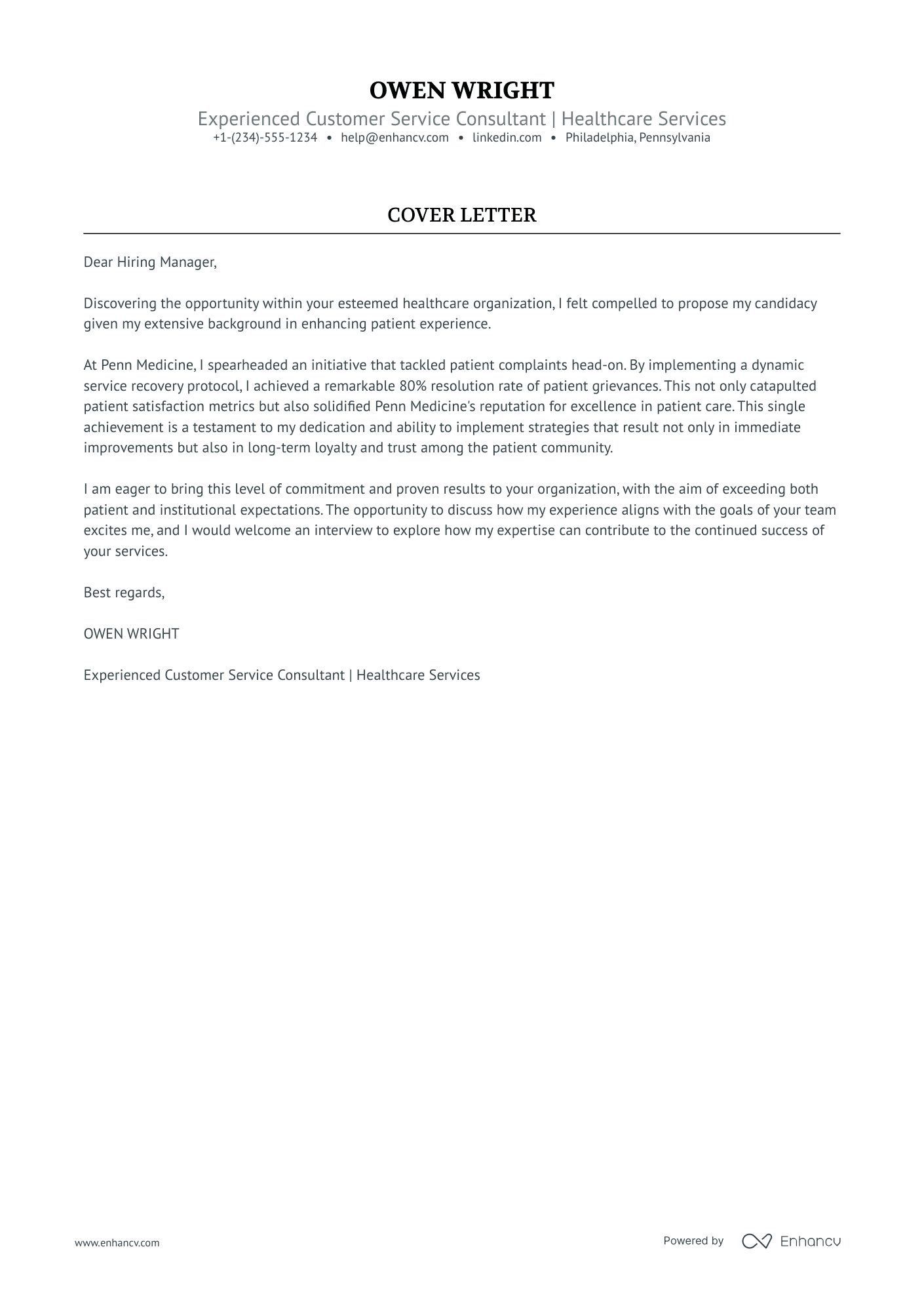 cover letter example for customer service resume