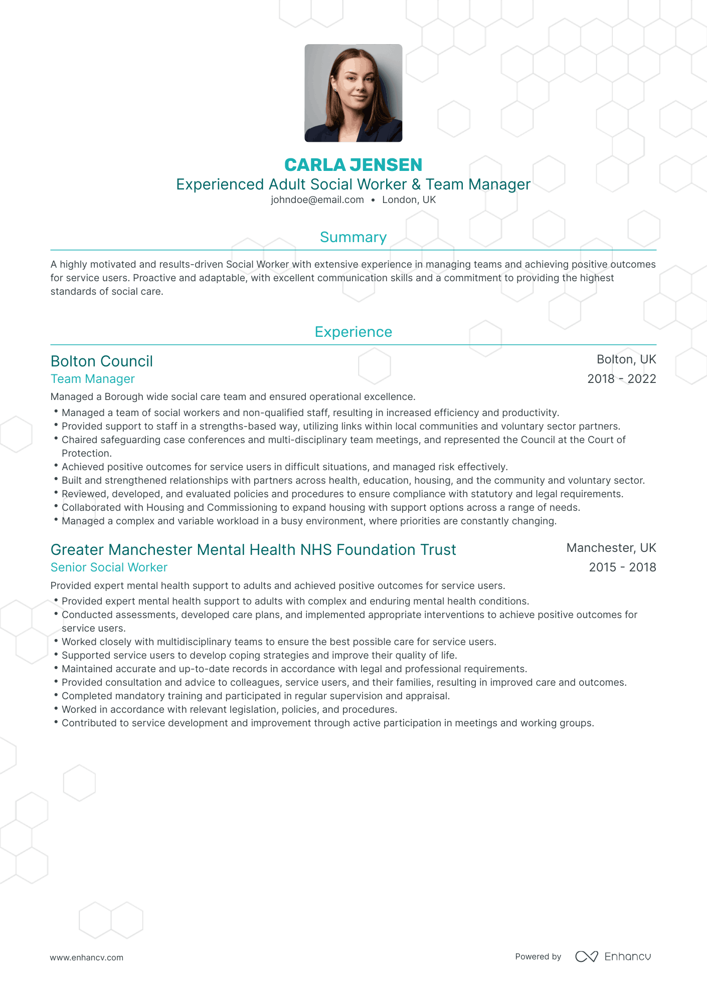 Traditional Team Manager Resume Template