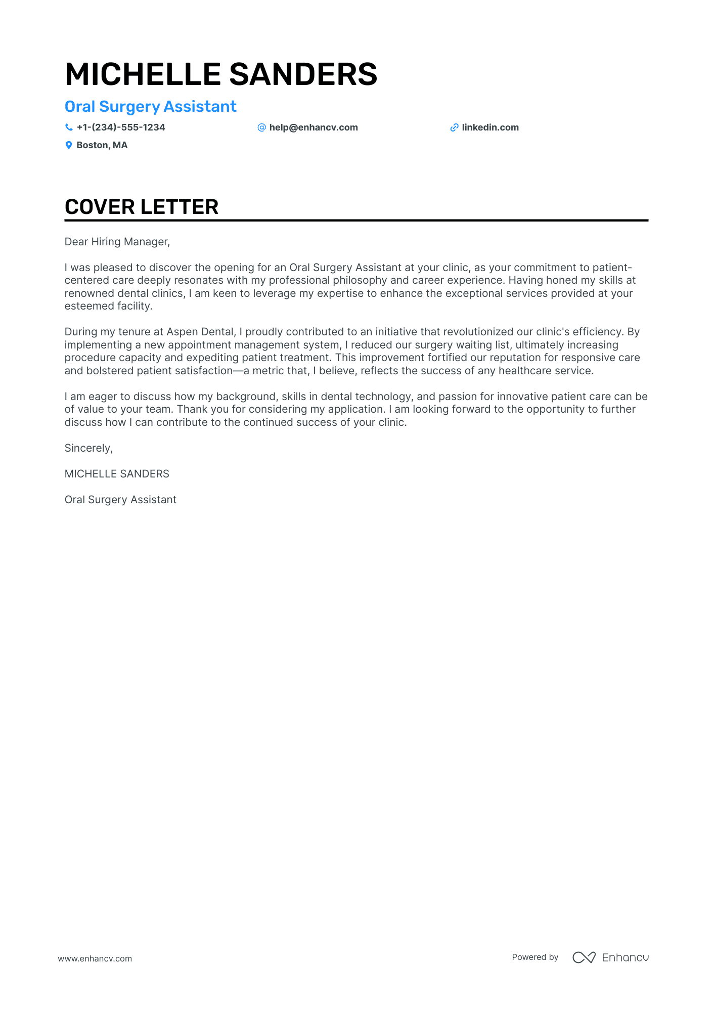 cover letter for a dental assistant