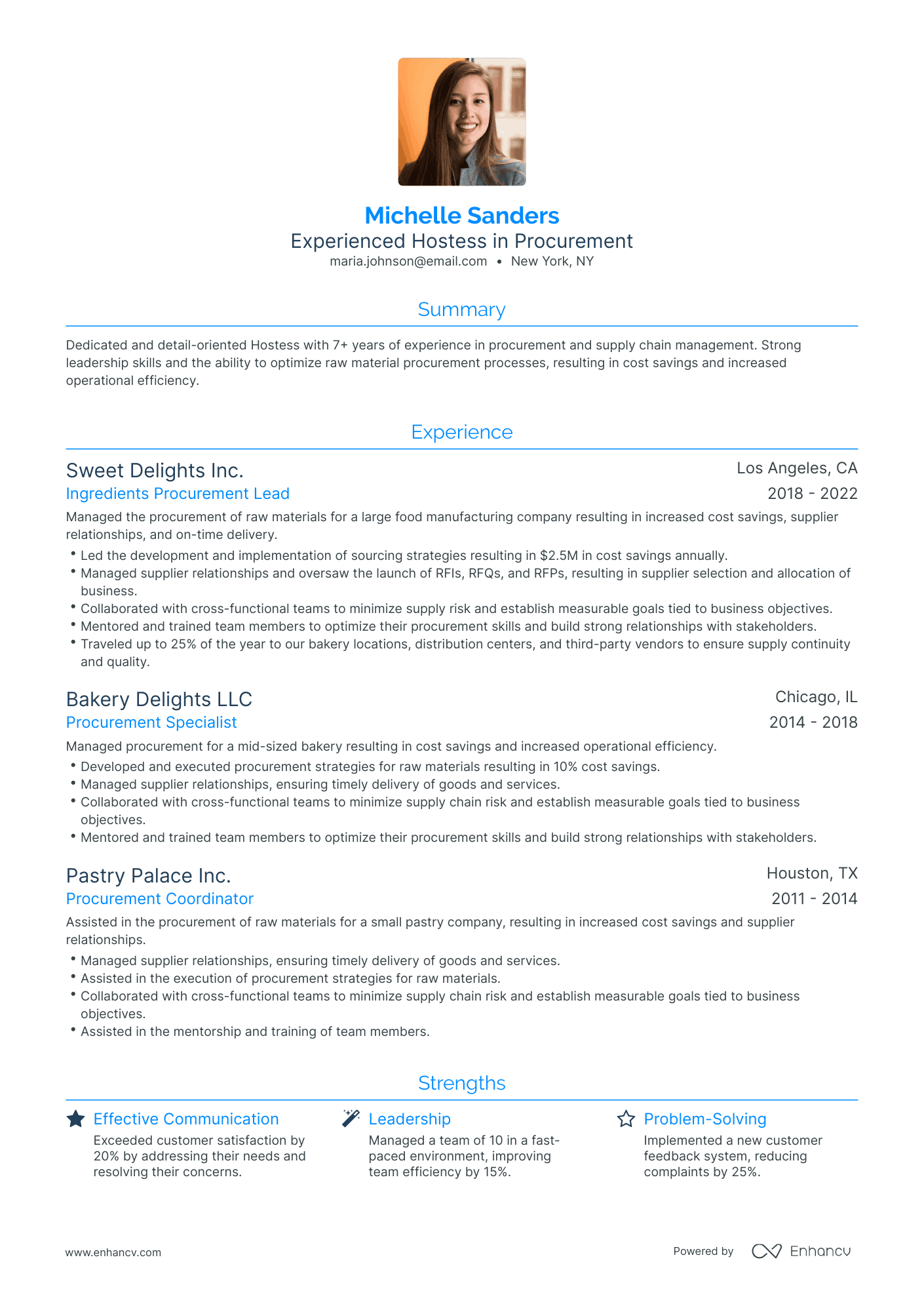 Traditional Hostess Resume Template