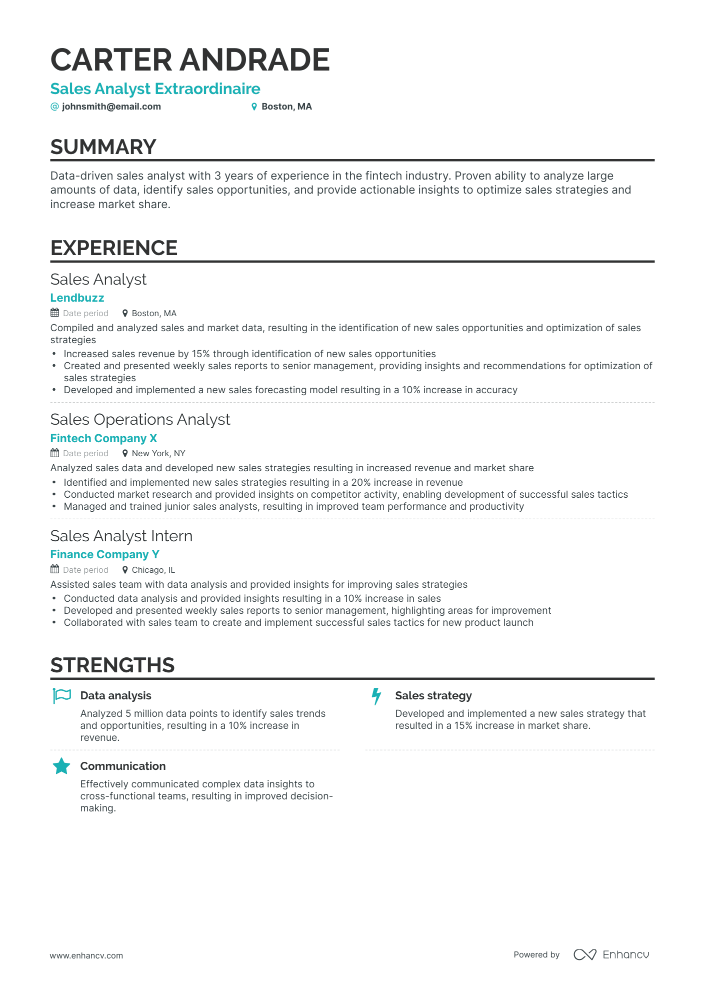 Classic Sales Analyst Resume Template