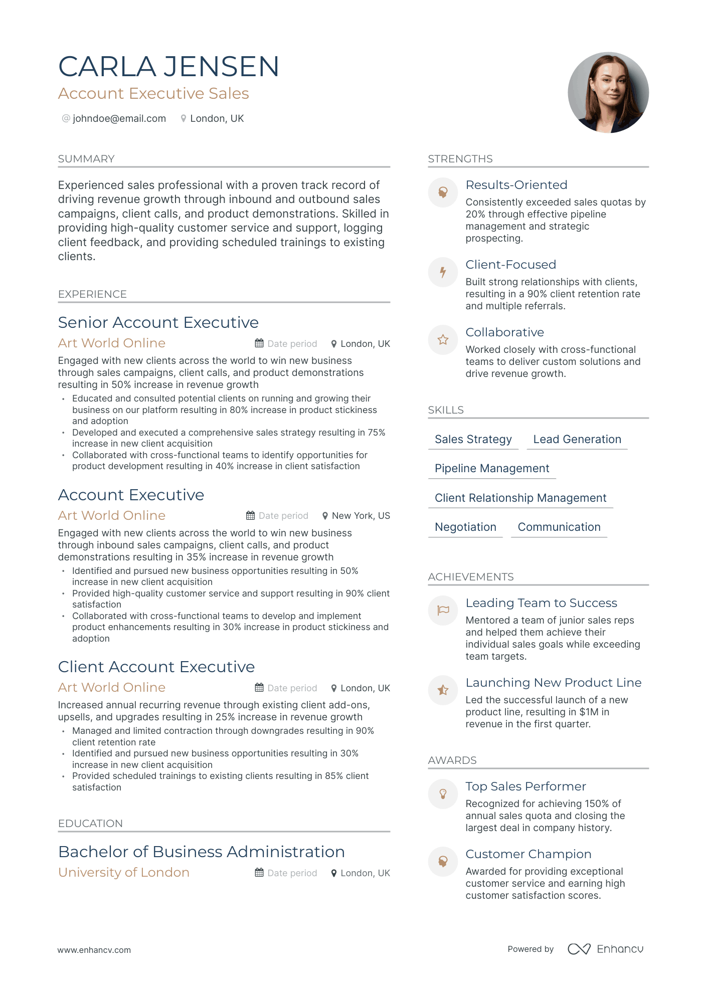 Modern Account Executive Sales Resume Template