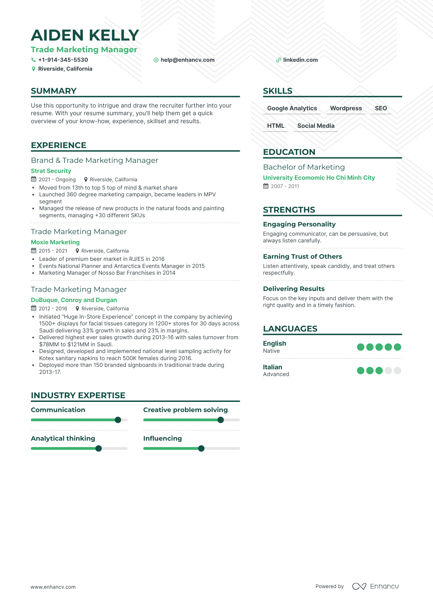 Trade Marketing Manager Resume Examples & Guide for 2023 (Layout ...