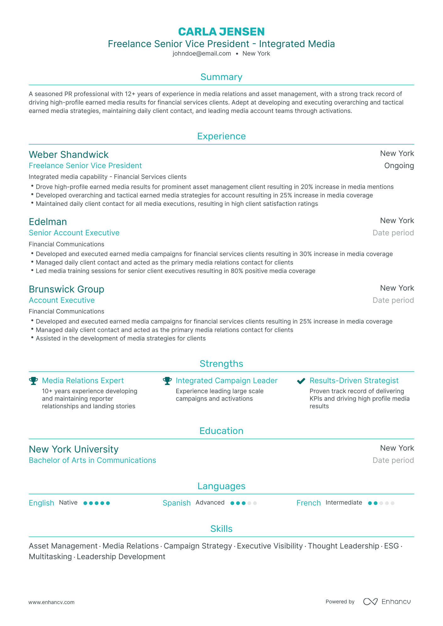 Traditional Freelance Reporter Resume Template
