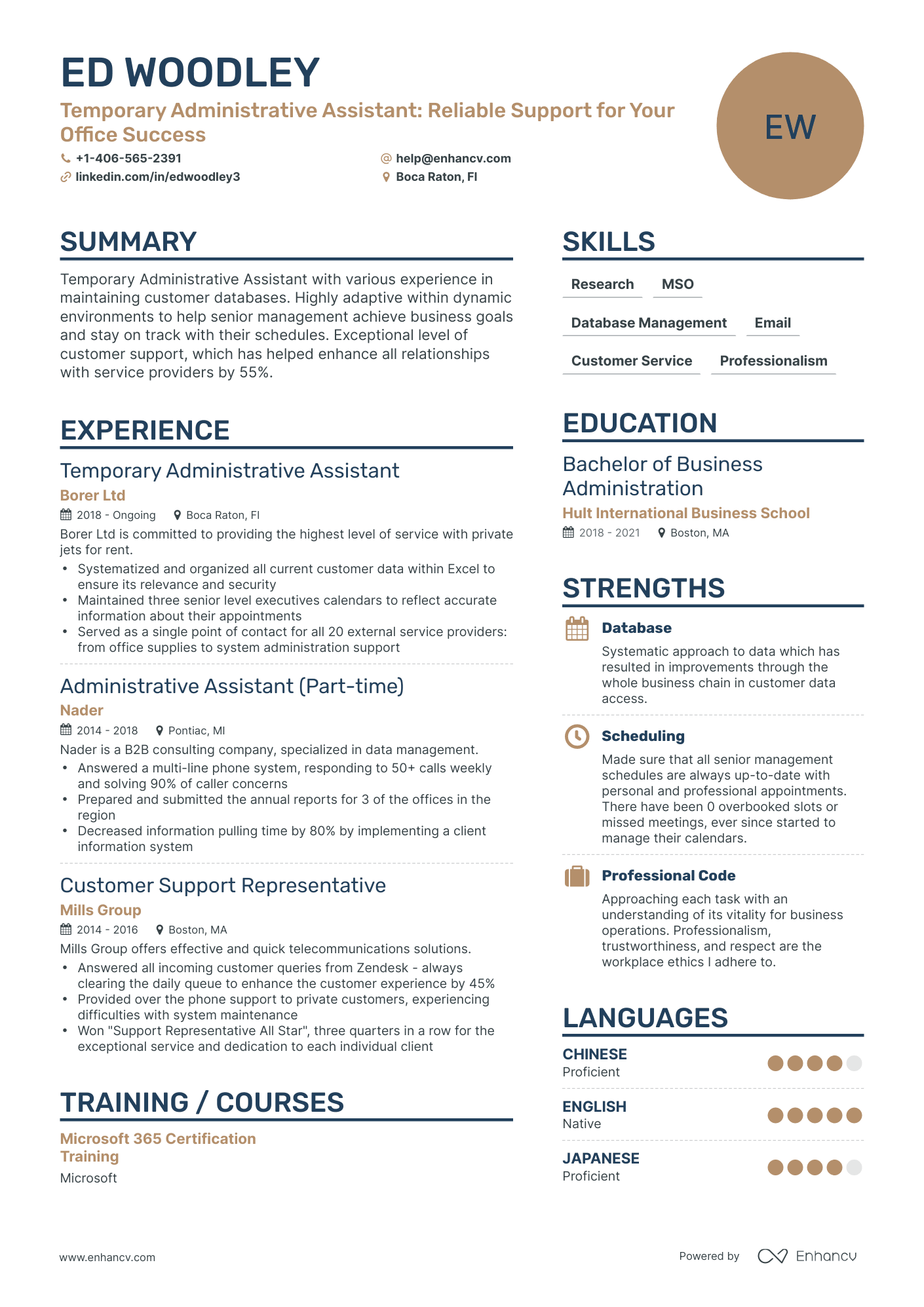 Simple Temporary Administrative Assistant Resume Template