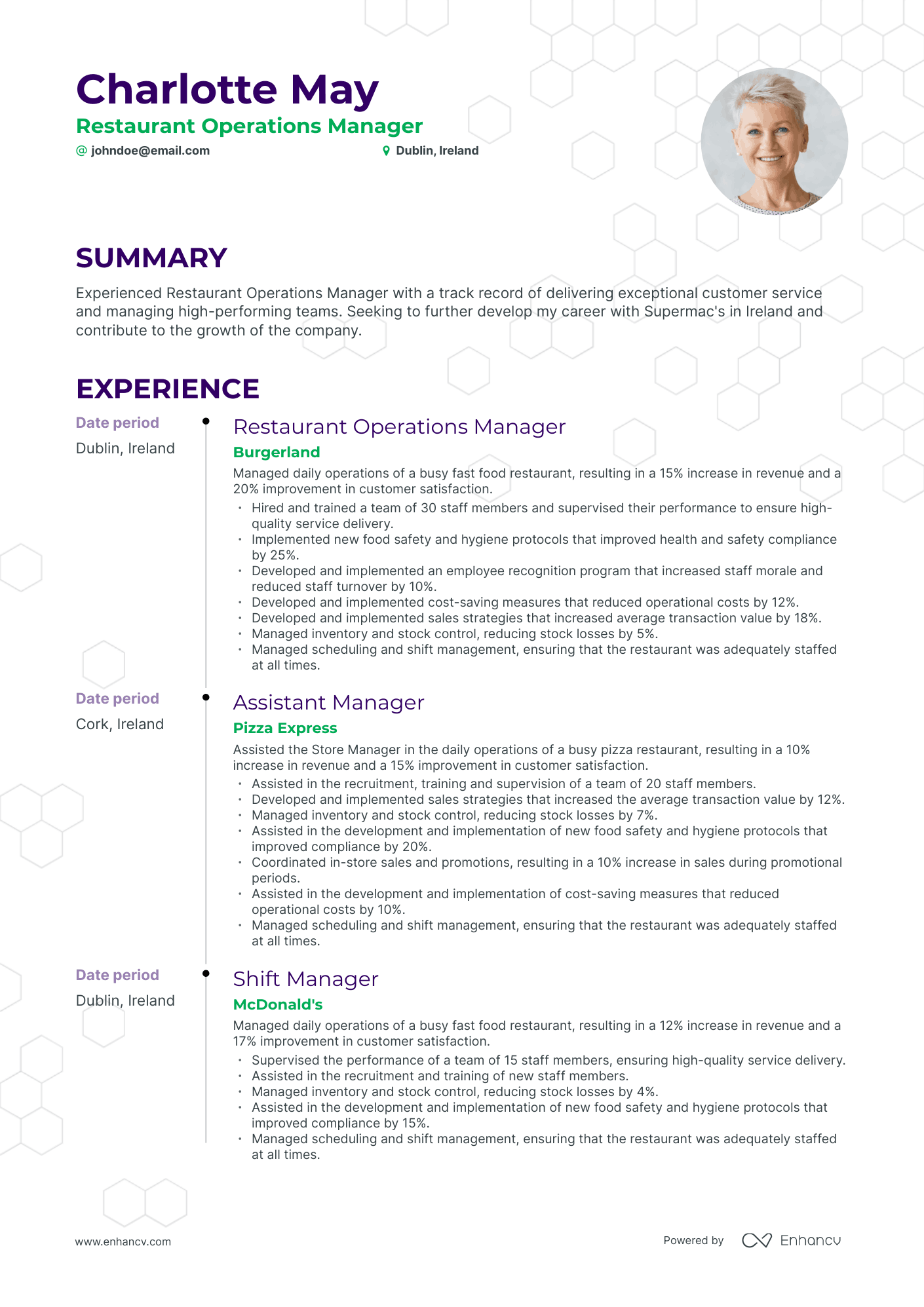 Timeline Restaurant Operations Manager Resume Template