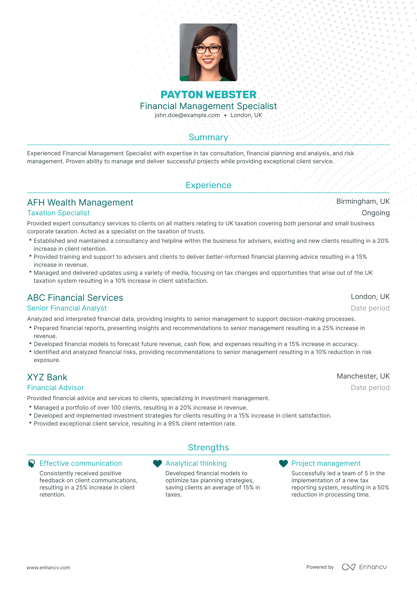 Traditional Financial Management Specialist Resume Template
