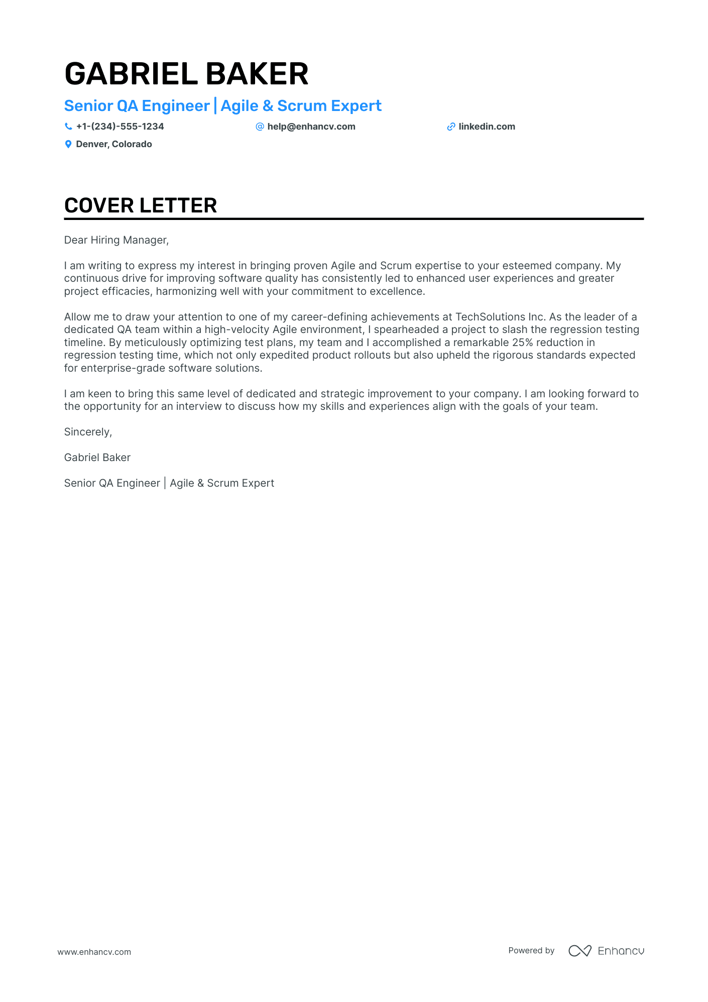 a cover letter for a qa engineer