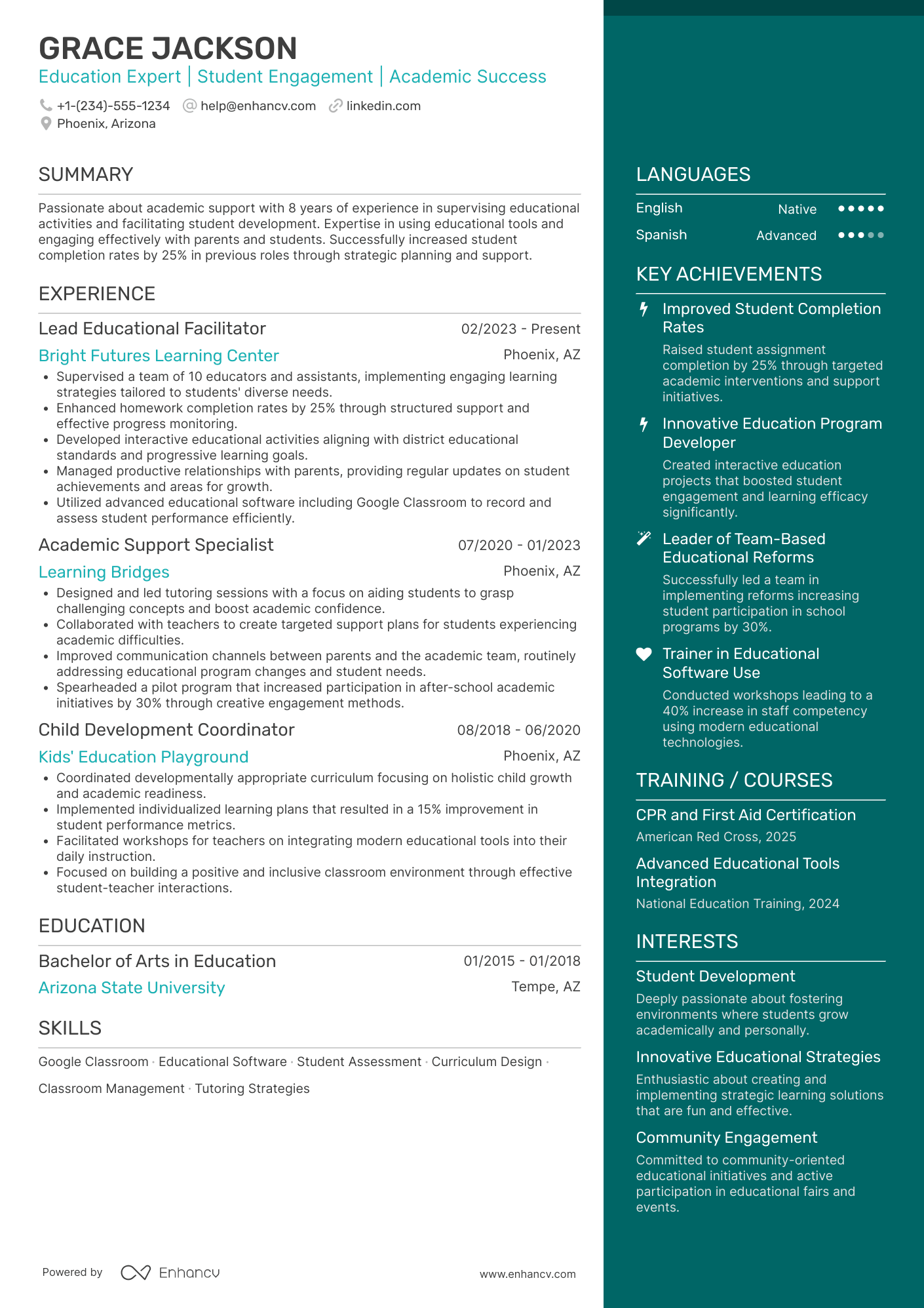 A resume example of a After School Homework Supervisor