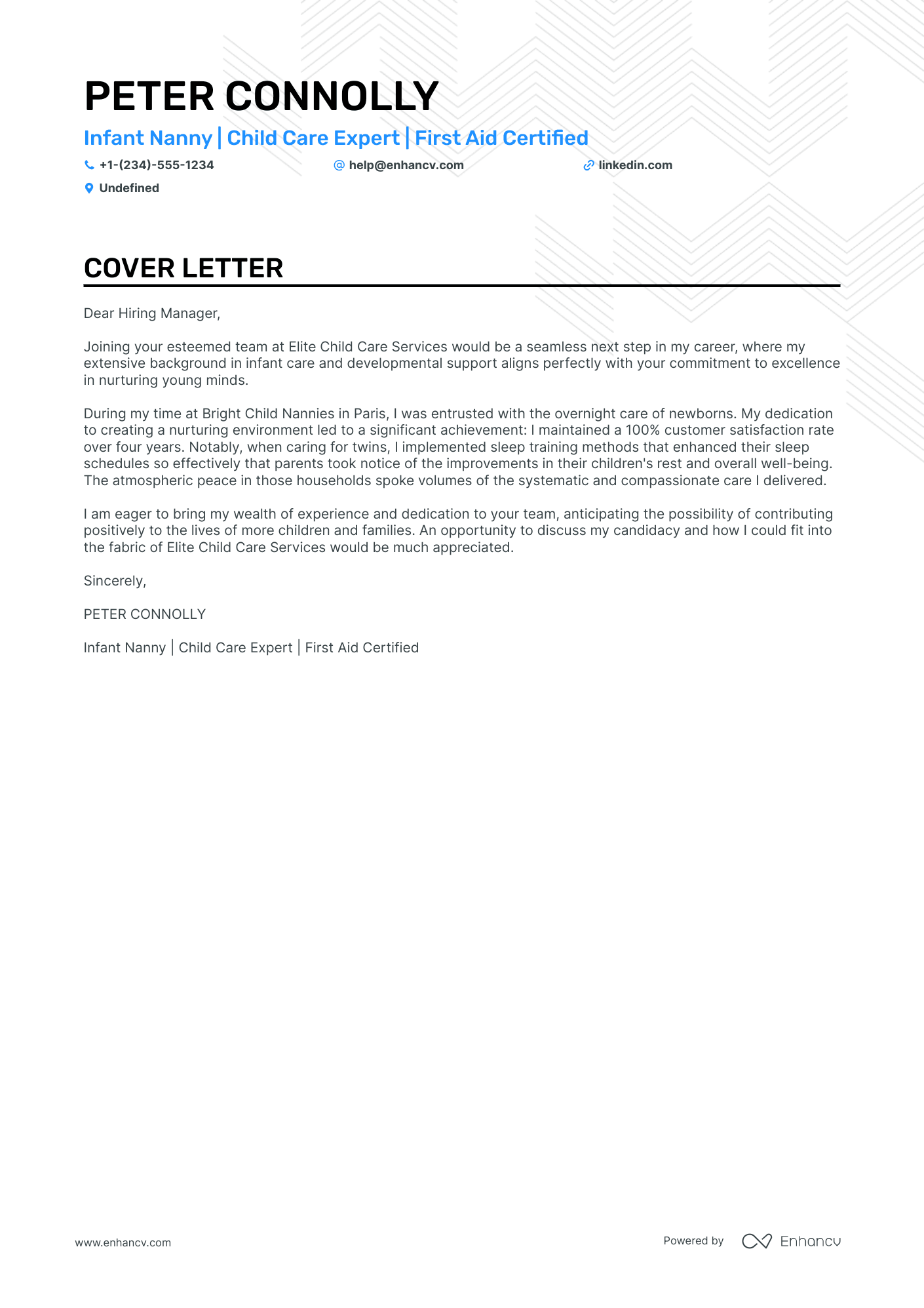 cover letter example nanny