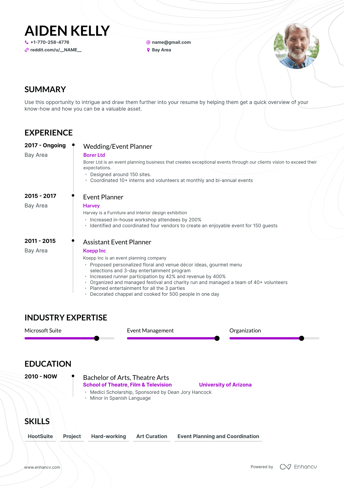 Timeline Event Planner Resume Template