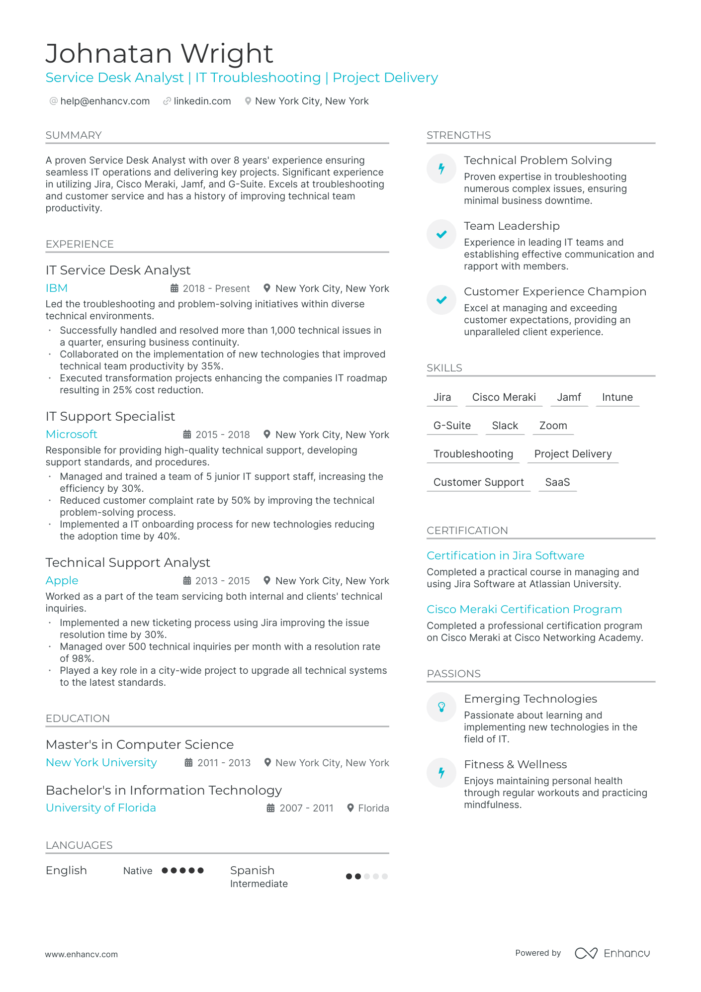 service desk resume doc