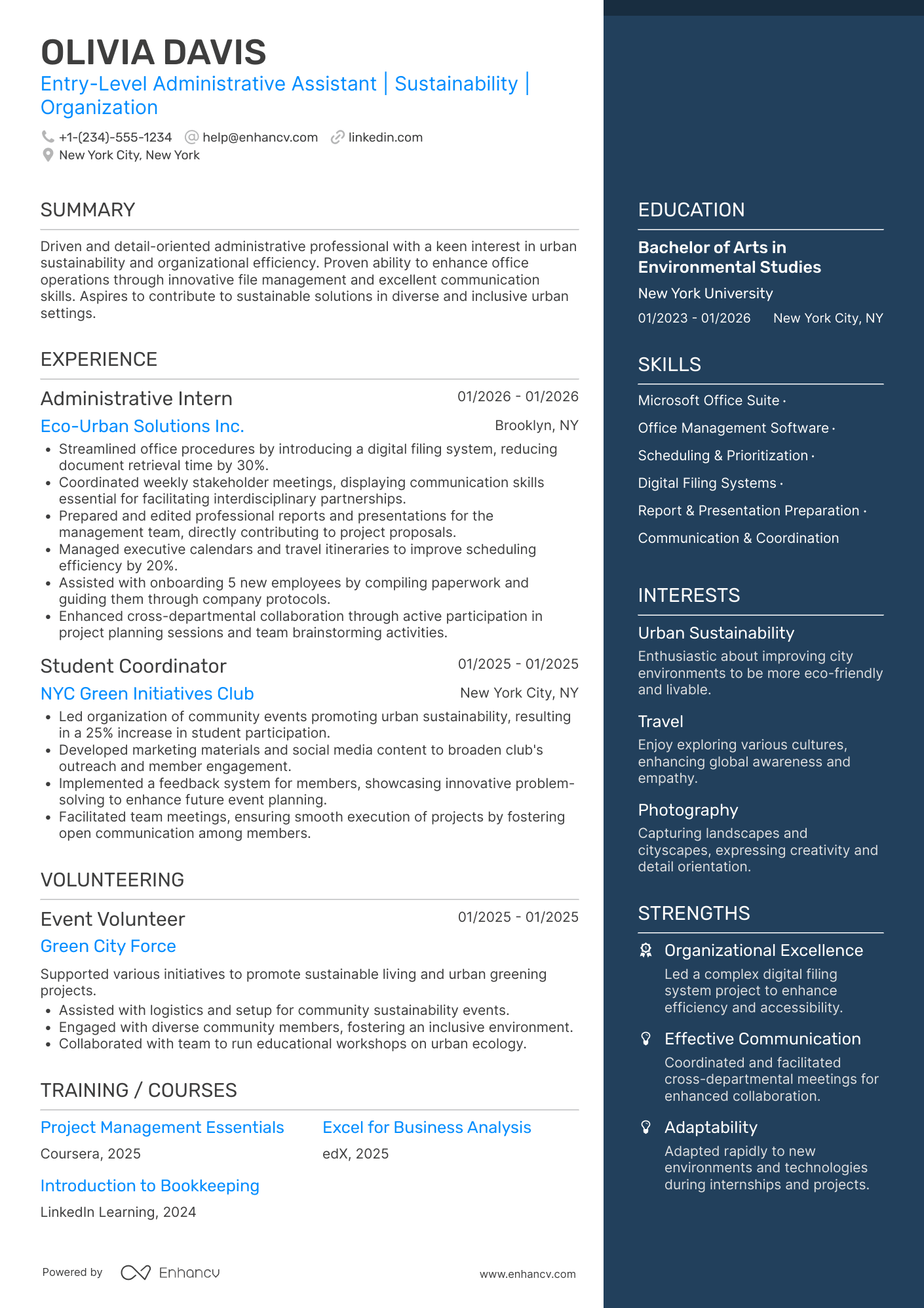 A resume example of a Entry Level Administrative Assistant