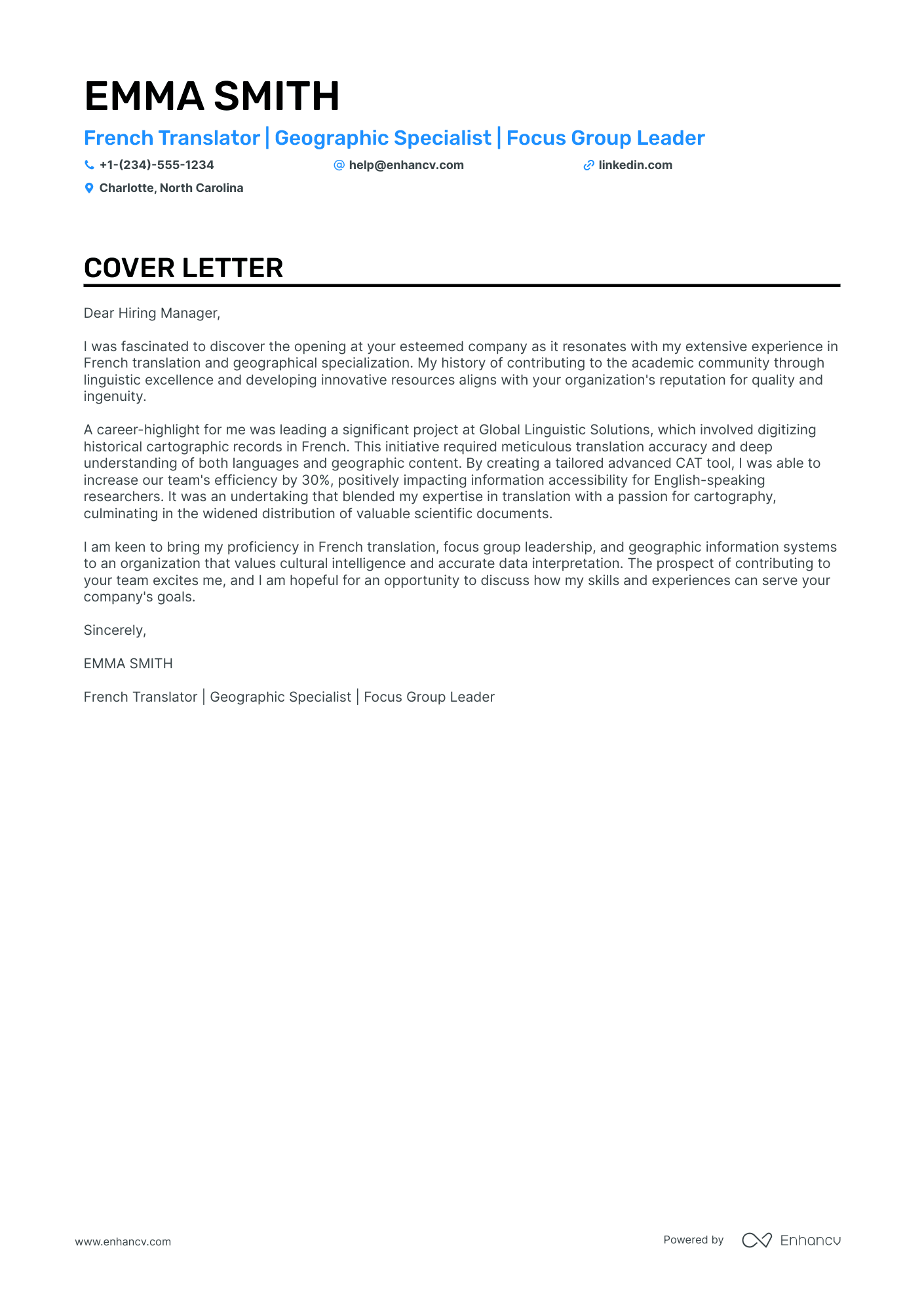freelance translator cover letter example