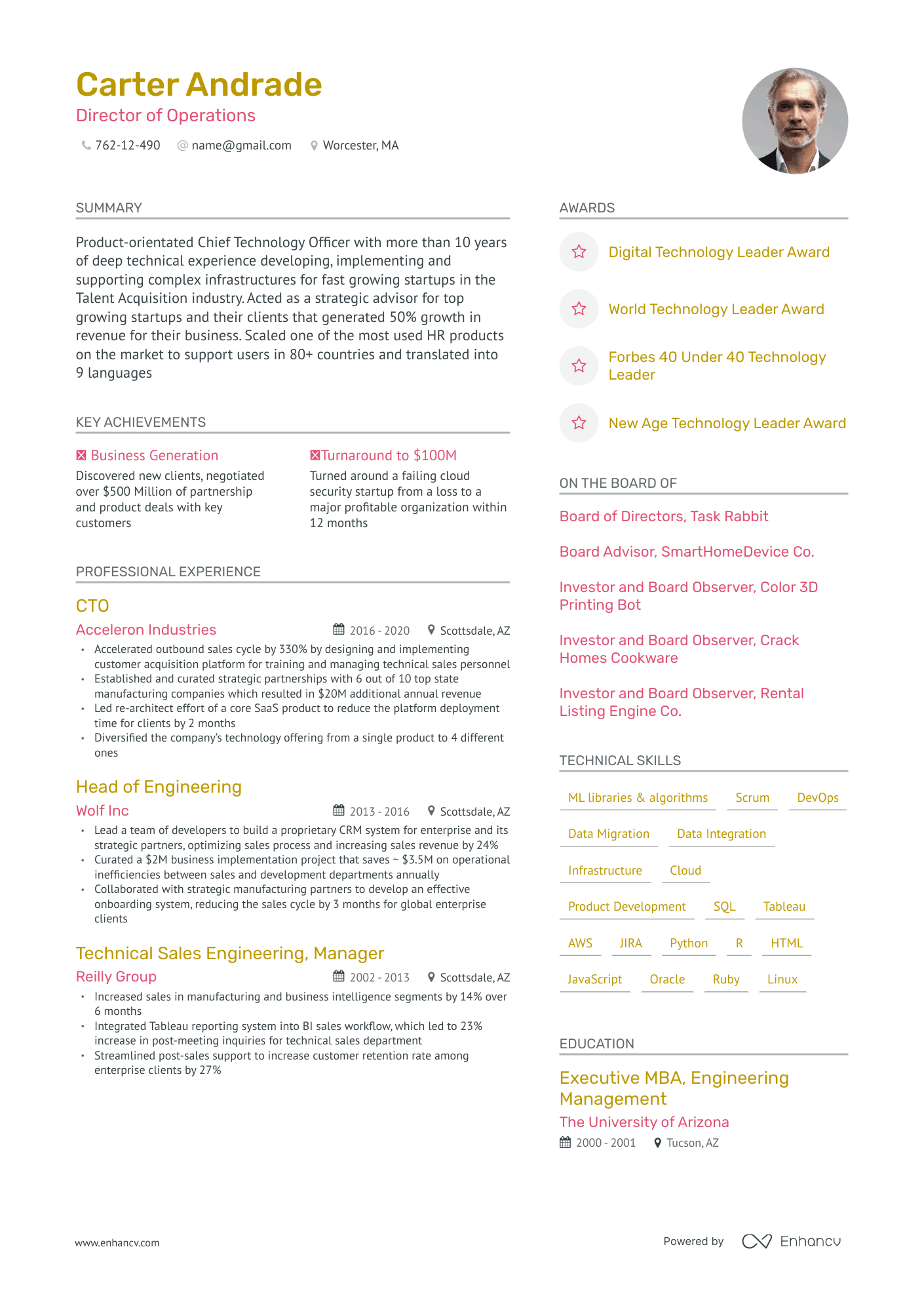 Modern Director Of Operations Resume Template