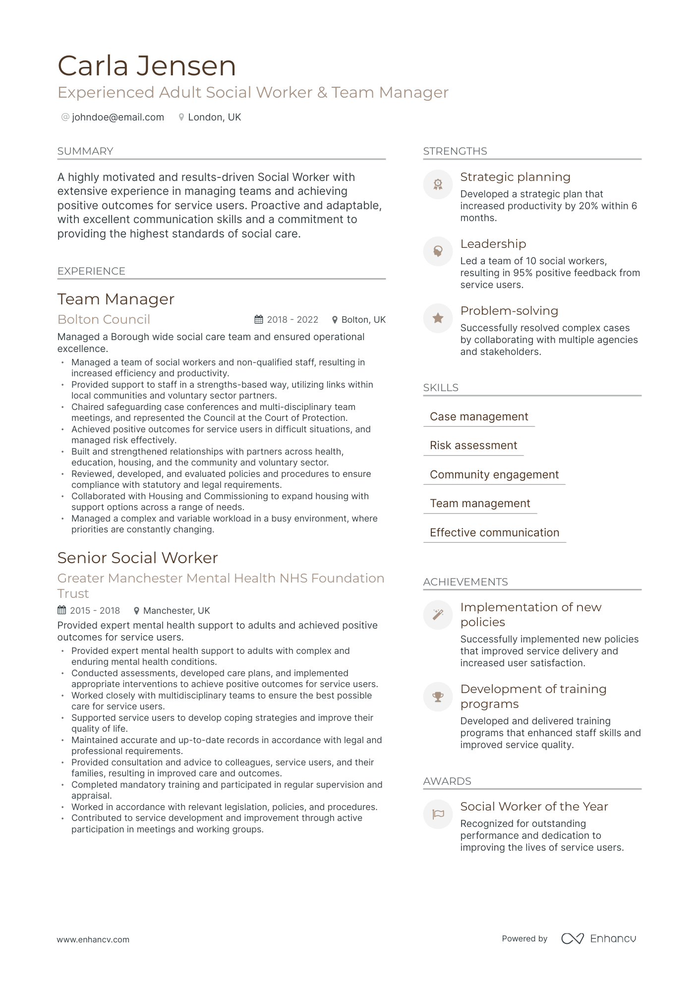 Modern Team Manager Resume Template