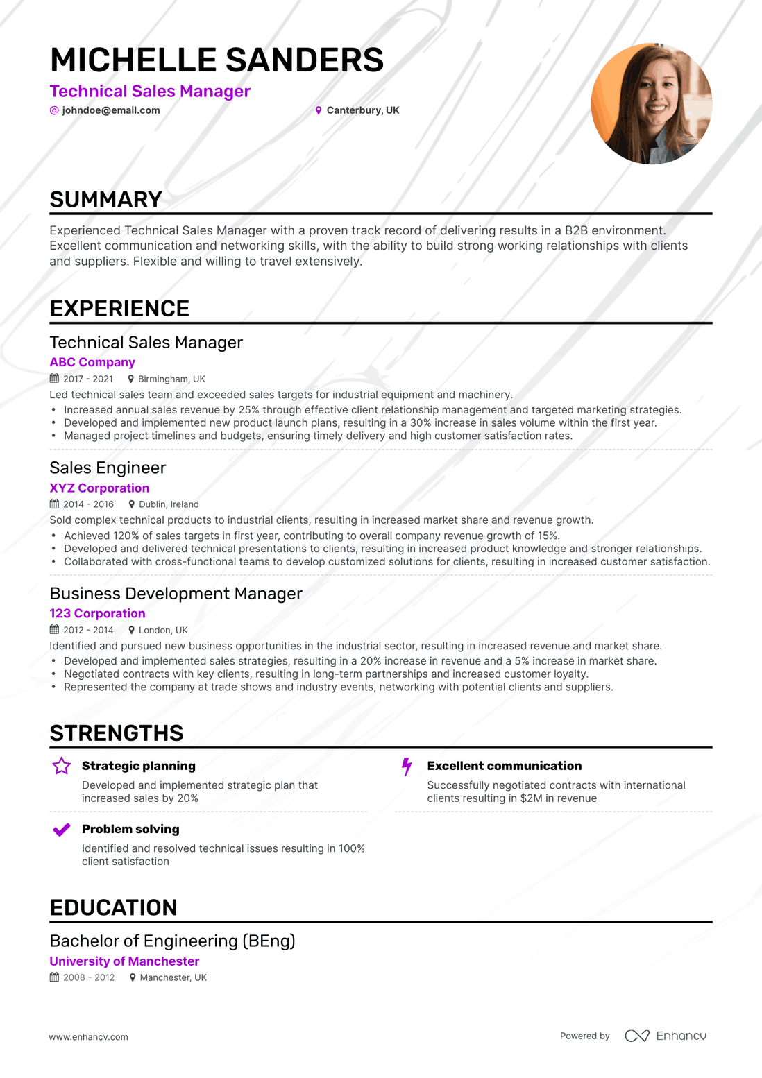 Classic Technical Sales Manager Resume Template
