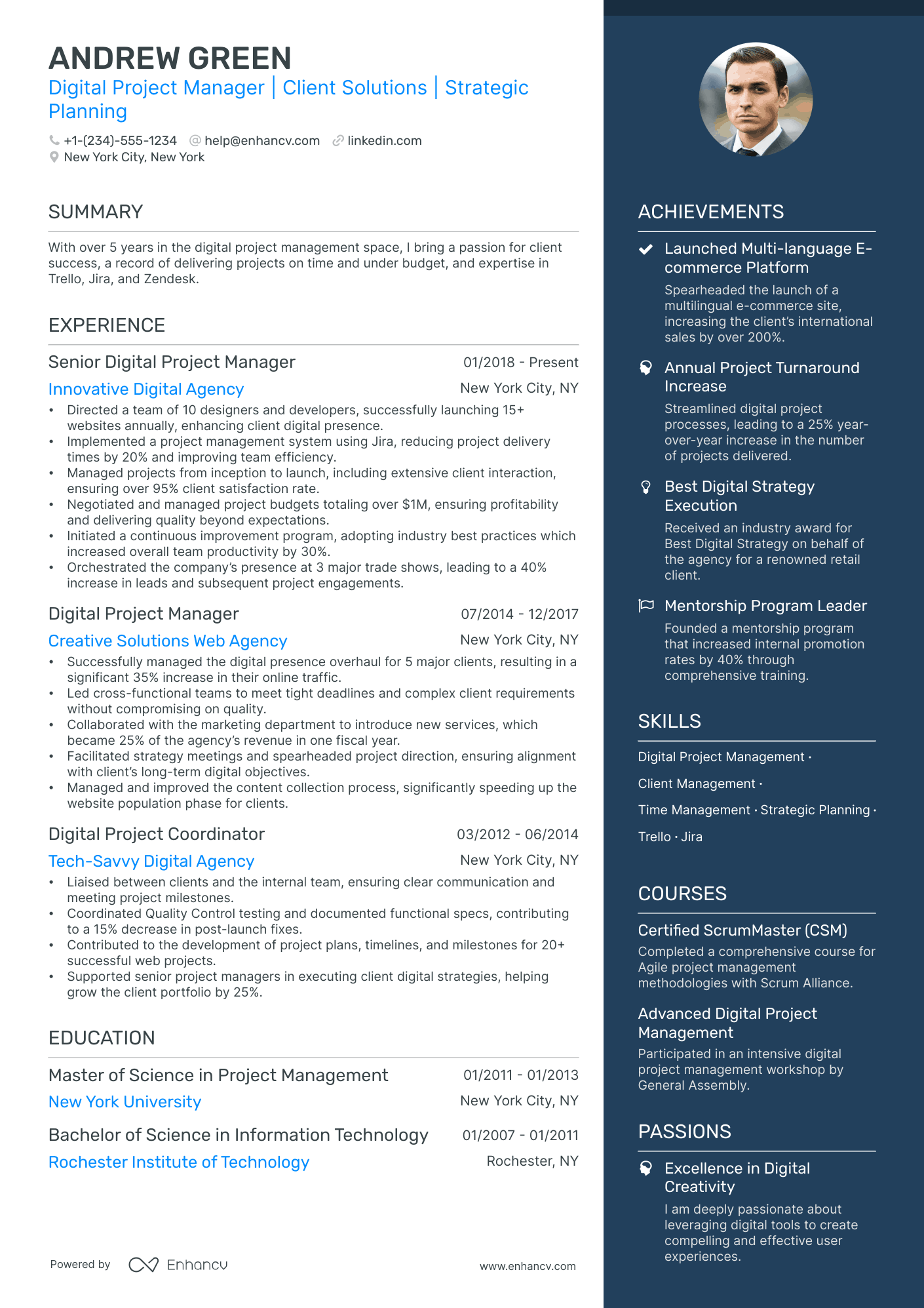 5 Digital Project Manager Resume Examples & Guide for 2024