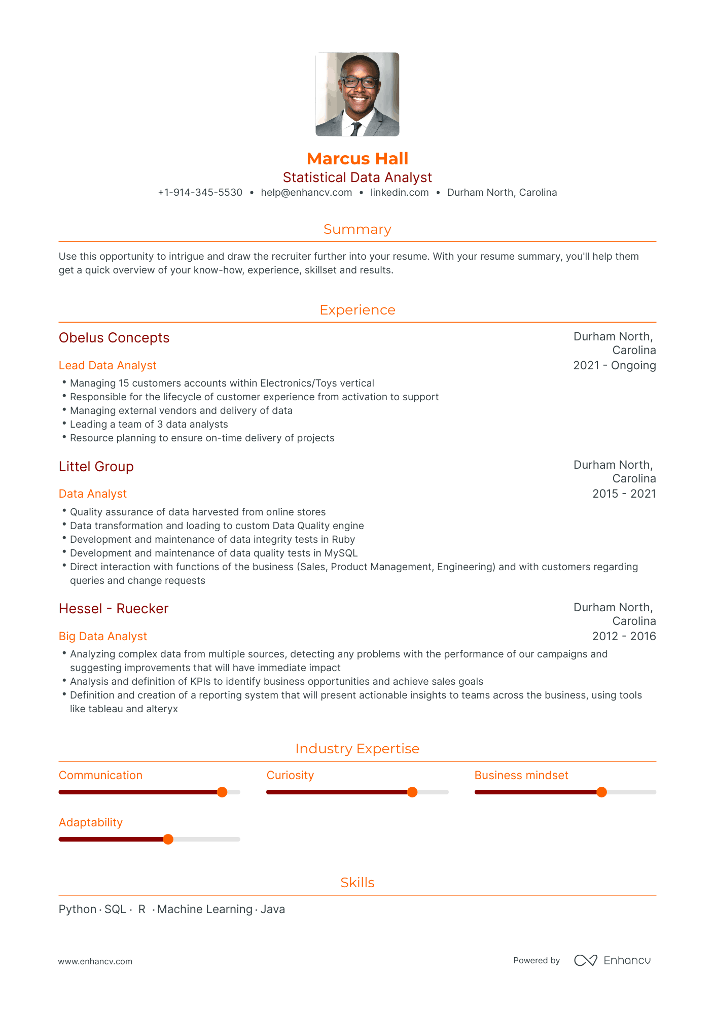 Statistical Data Analyst Resume Examples & Guide for 2023 (Layout ...