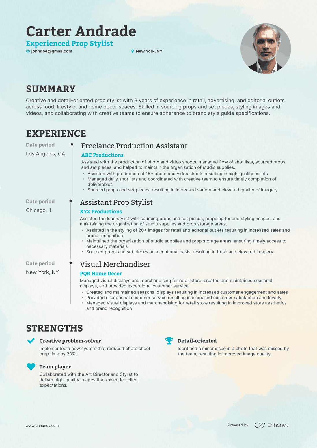 Timeline Freelance Production Assistant Resume Template