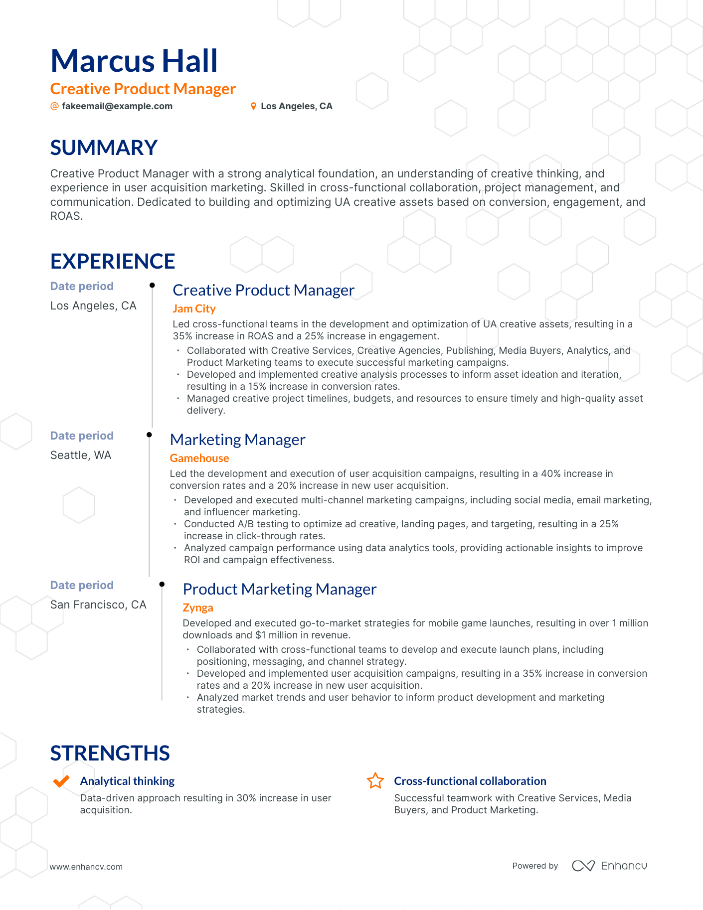 Timeline Creative Product Manager Resume Template