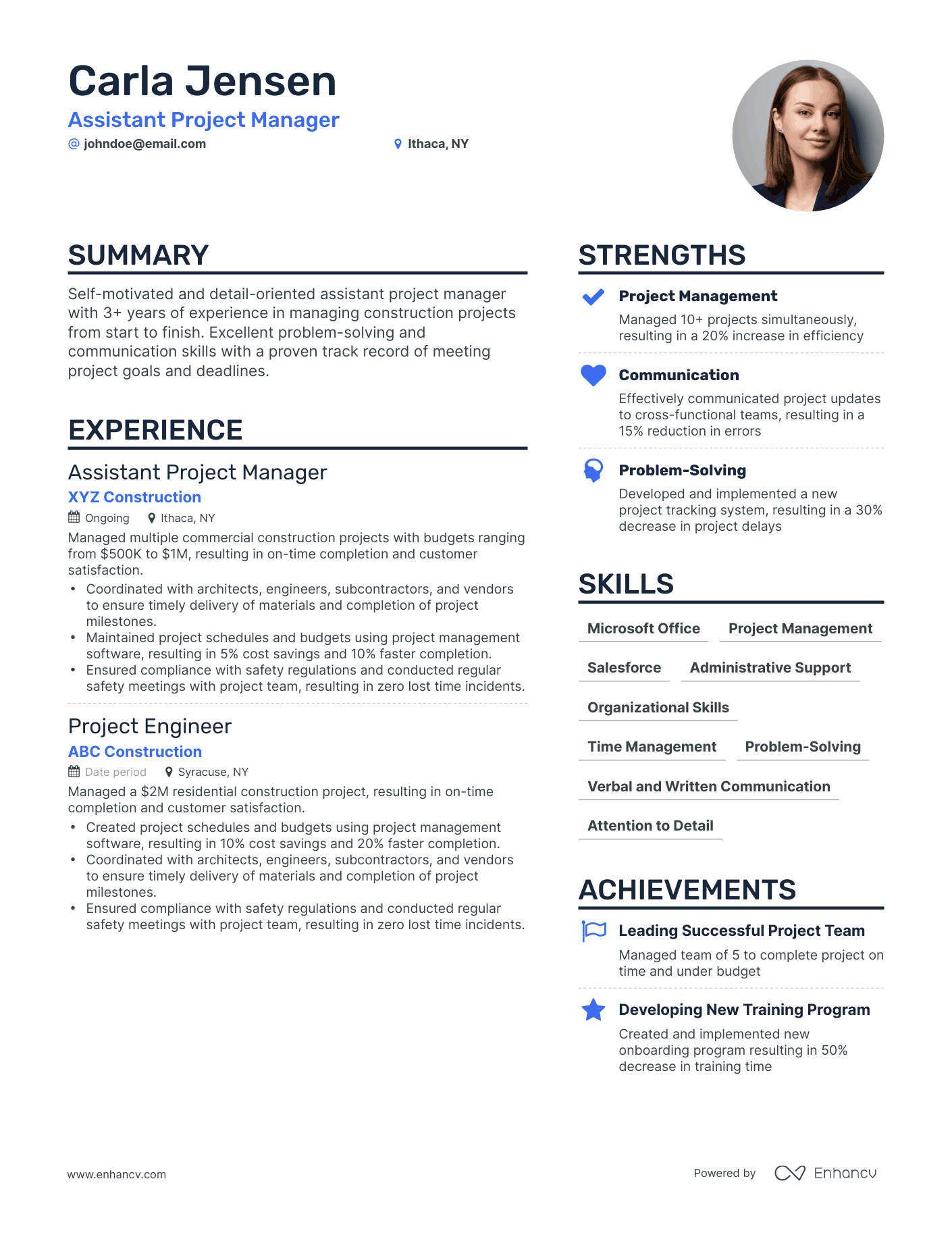 Simple Assistant Project Manager Resume Template